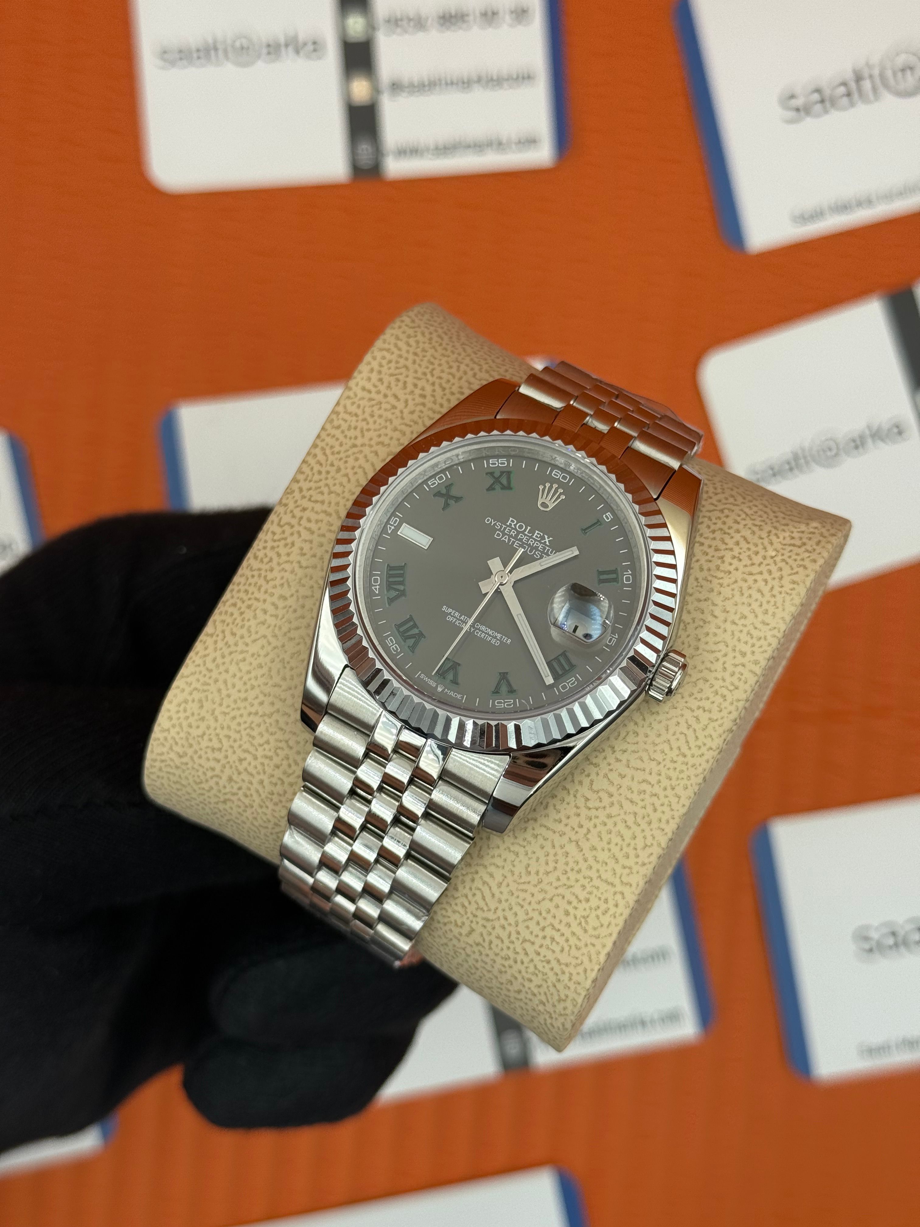 ROLEX Datejust wimbledon grey dial silver jubilee kordon