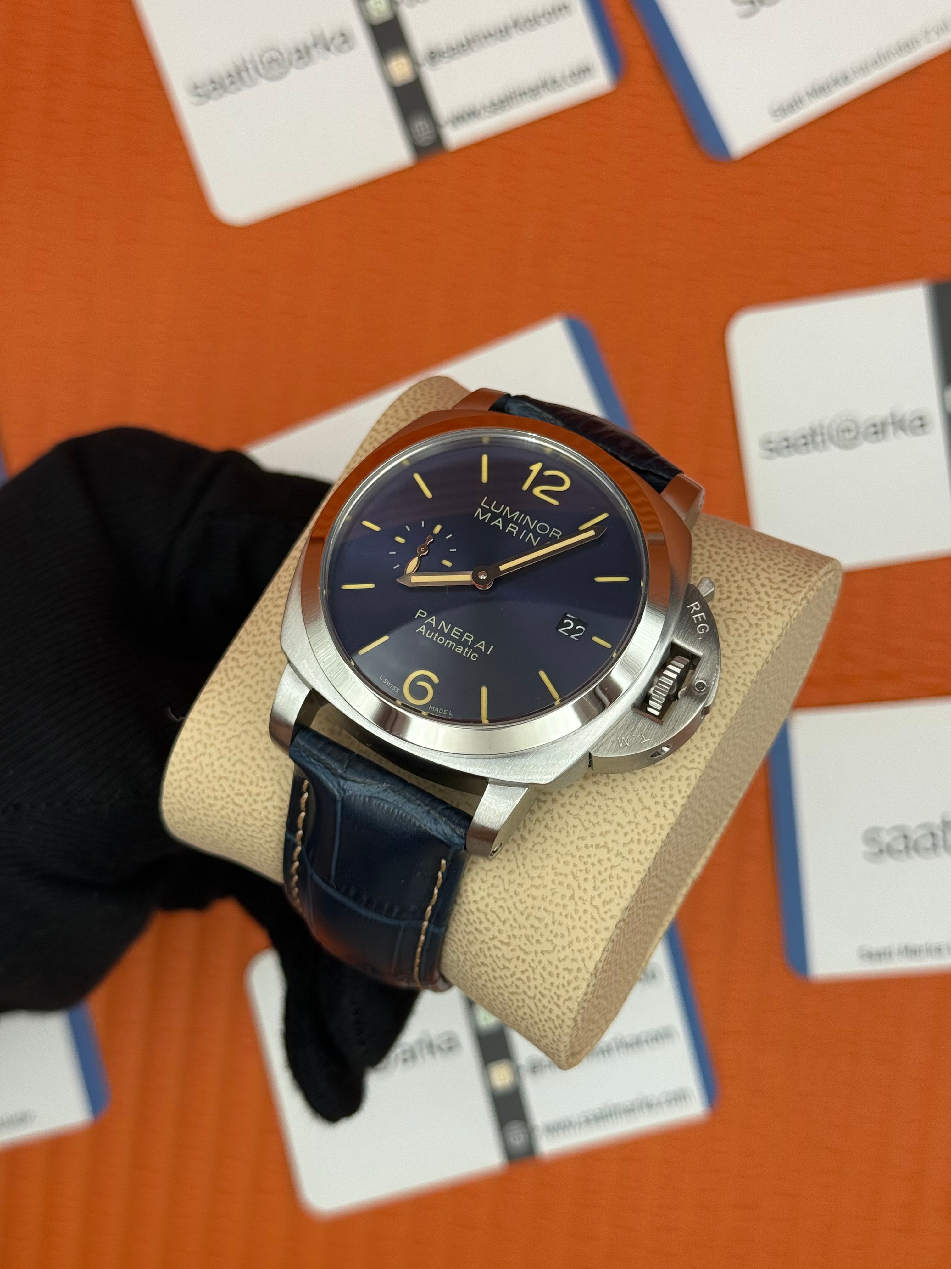 PANERAI marina silver kasa lacivert deri kordon lacivert kadran 
