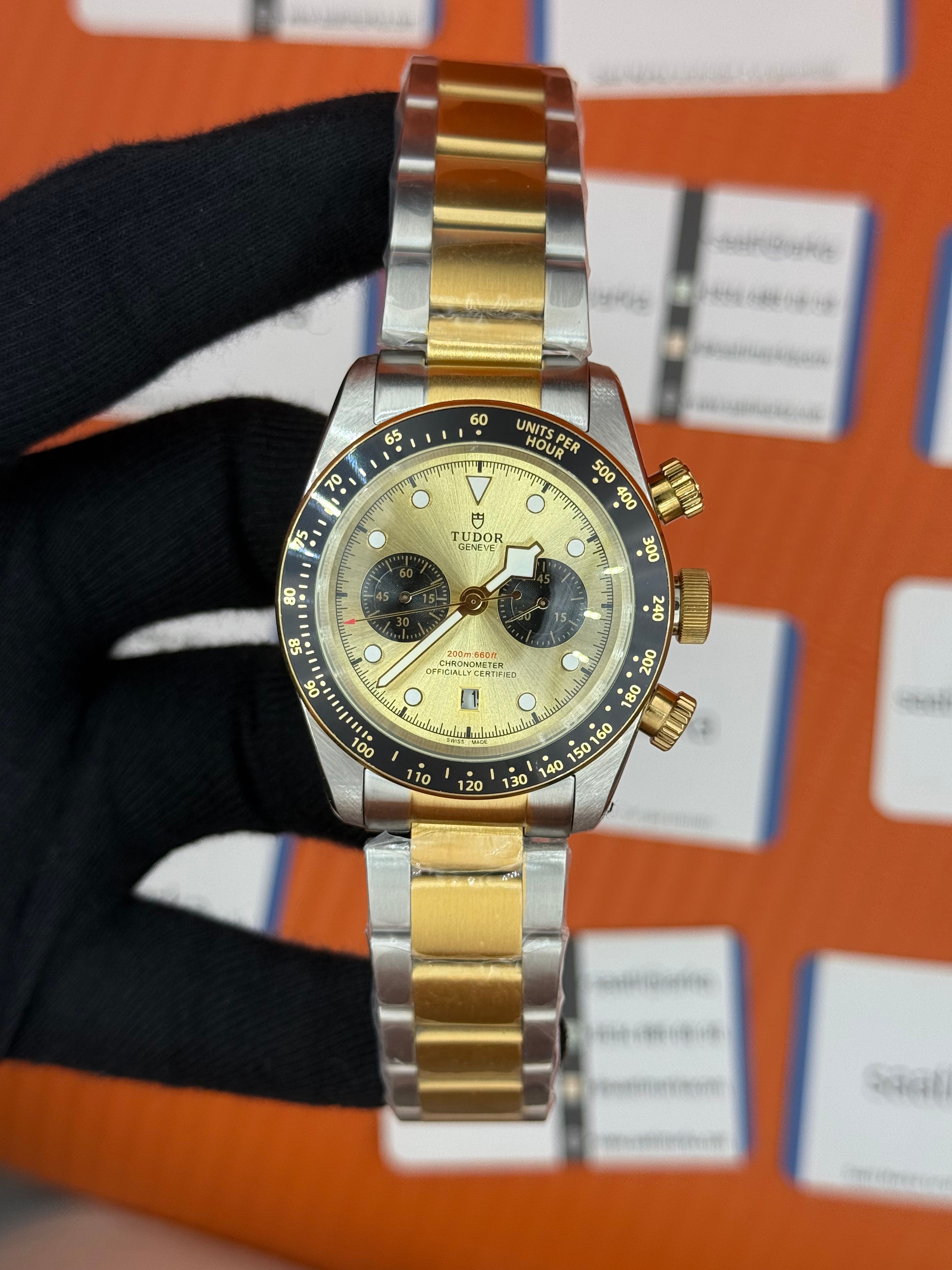 TUDOR black bey şampanya kadran gold silver kasa kordon 41mm erkek kol saati