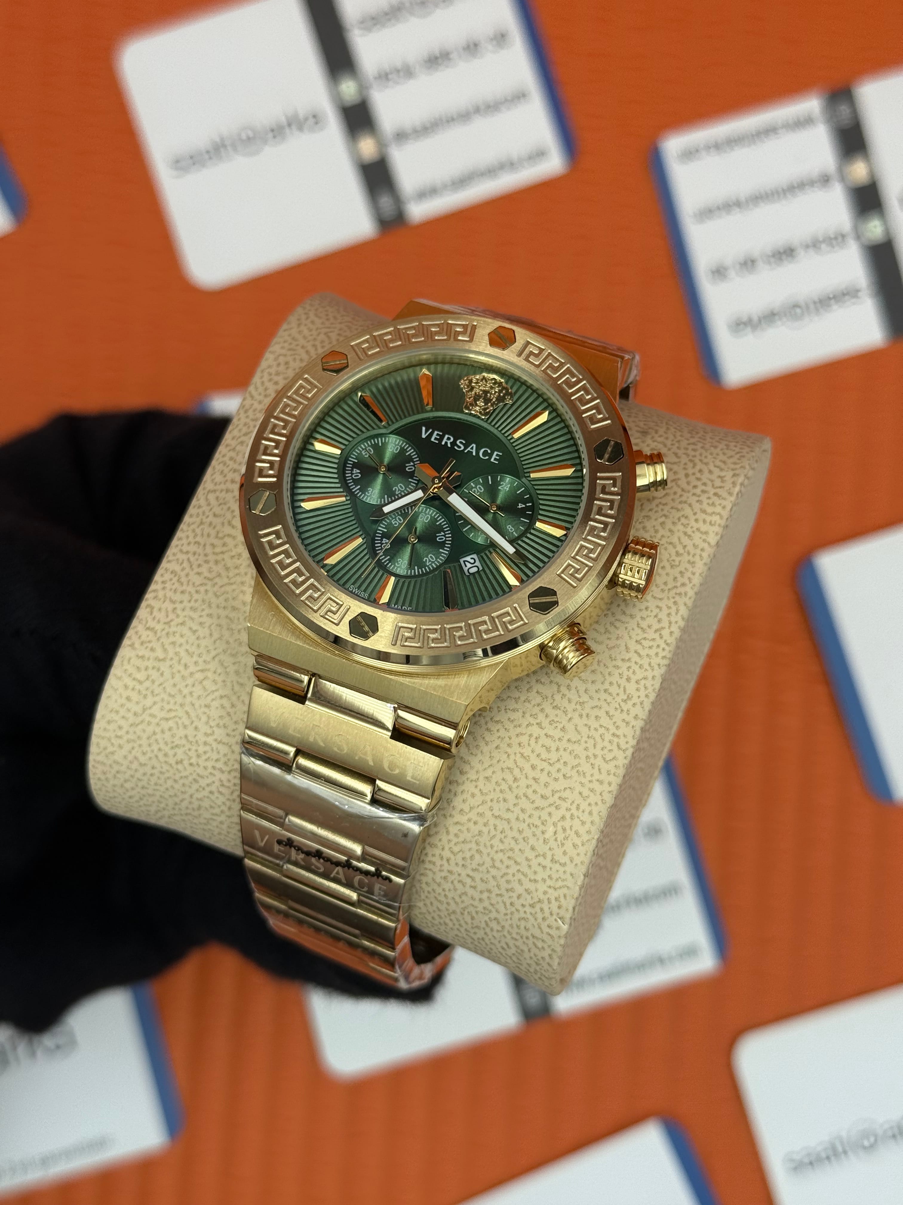 VERSACE ERKEK KOL SAATİ YEŞİL KADRAN GOLD KASA KORDON