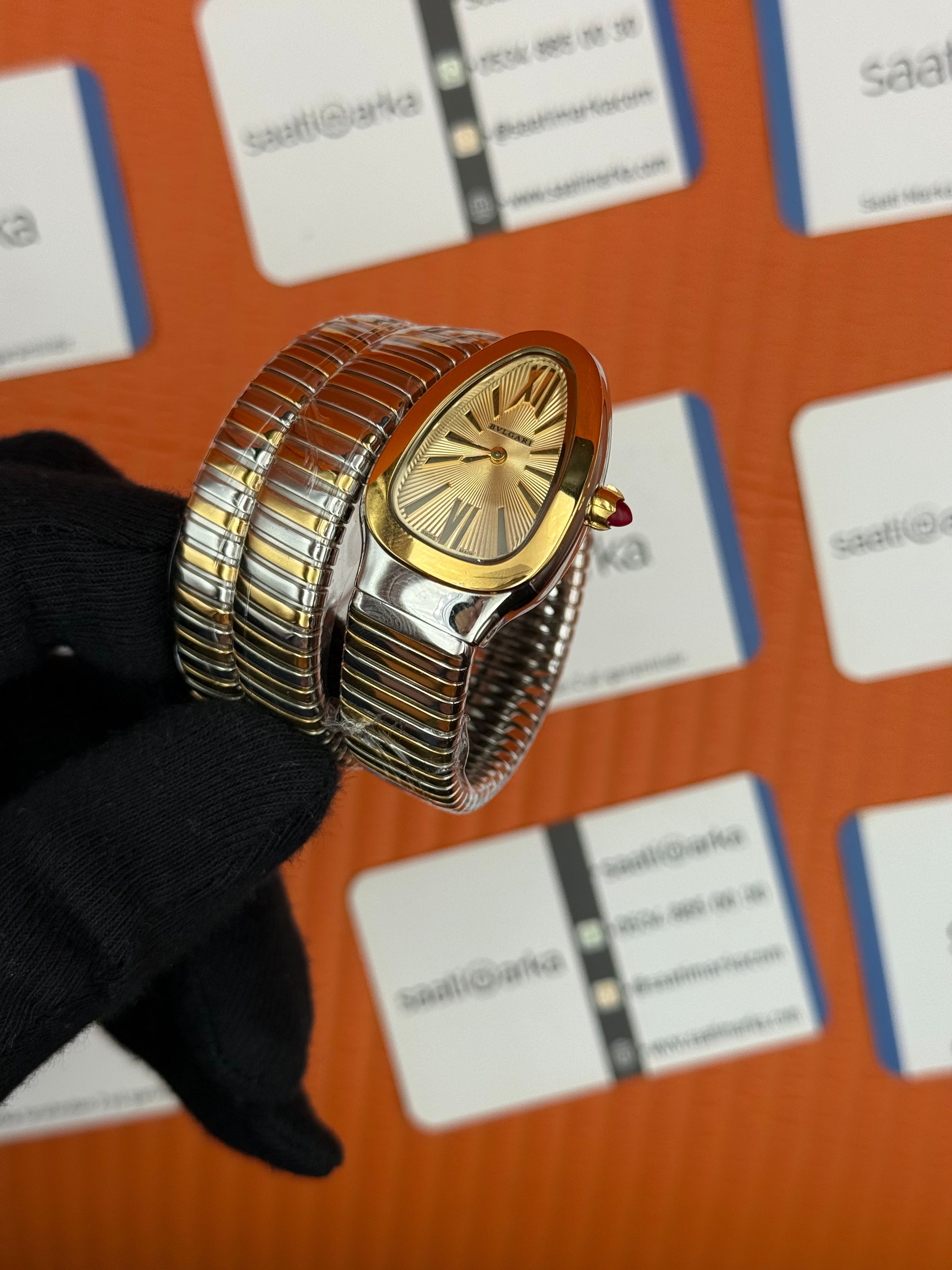 BVLGARİ serpenti çift sarma gold silver kordon şampanya kadran kadın kol saati