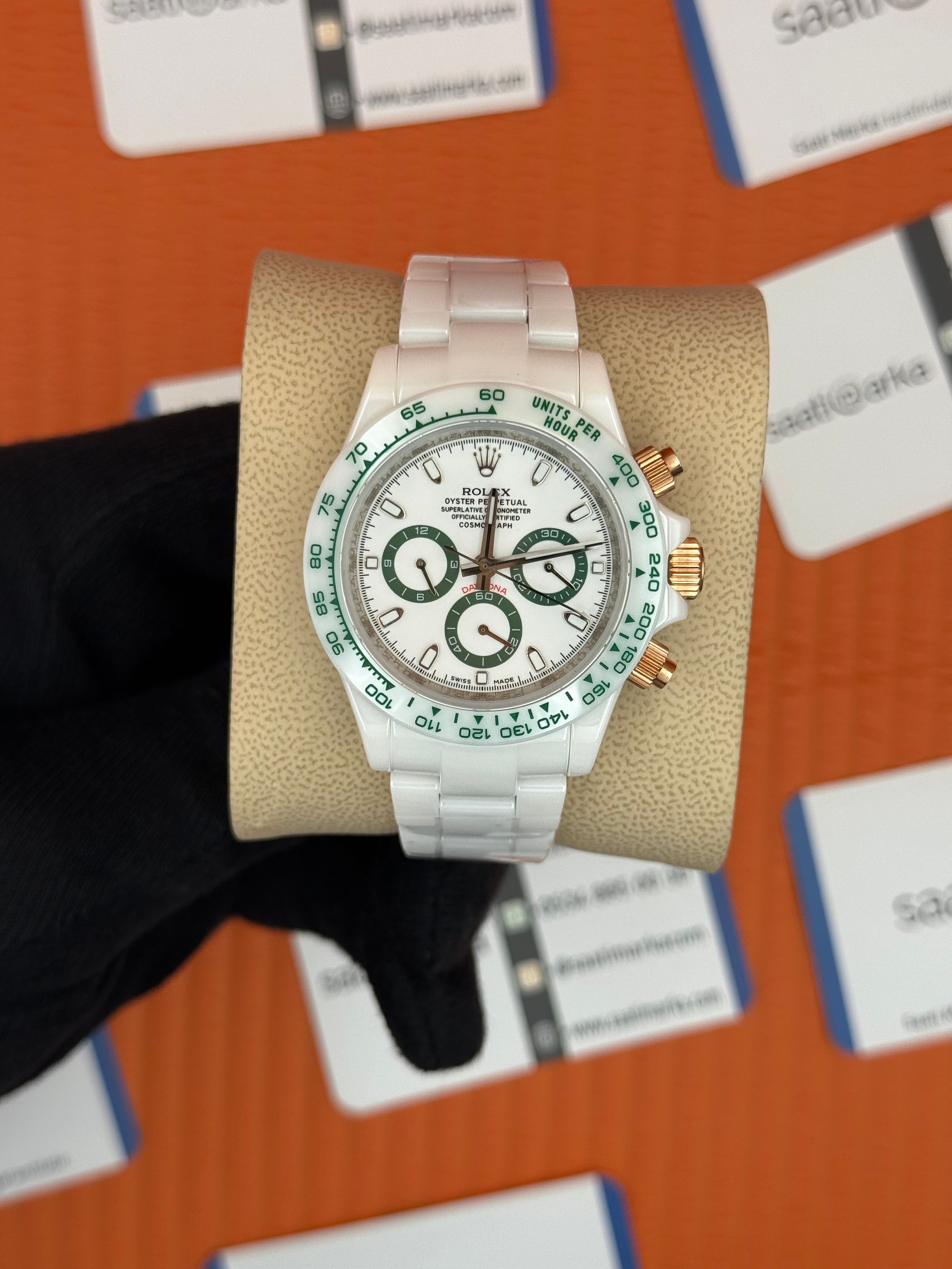 ROLEX Daytona white dial SERAMİK kasa-kordon