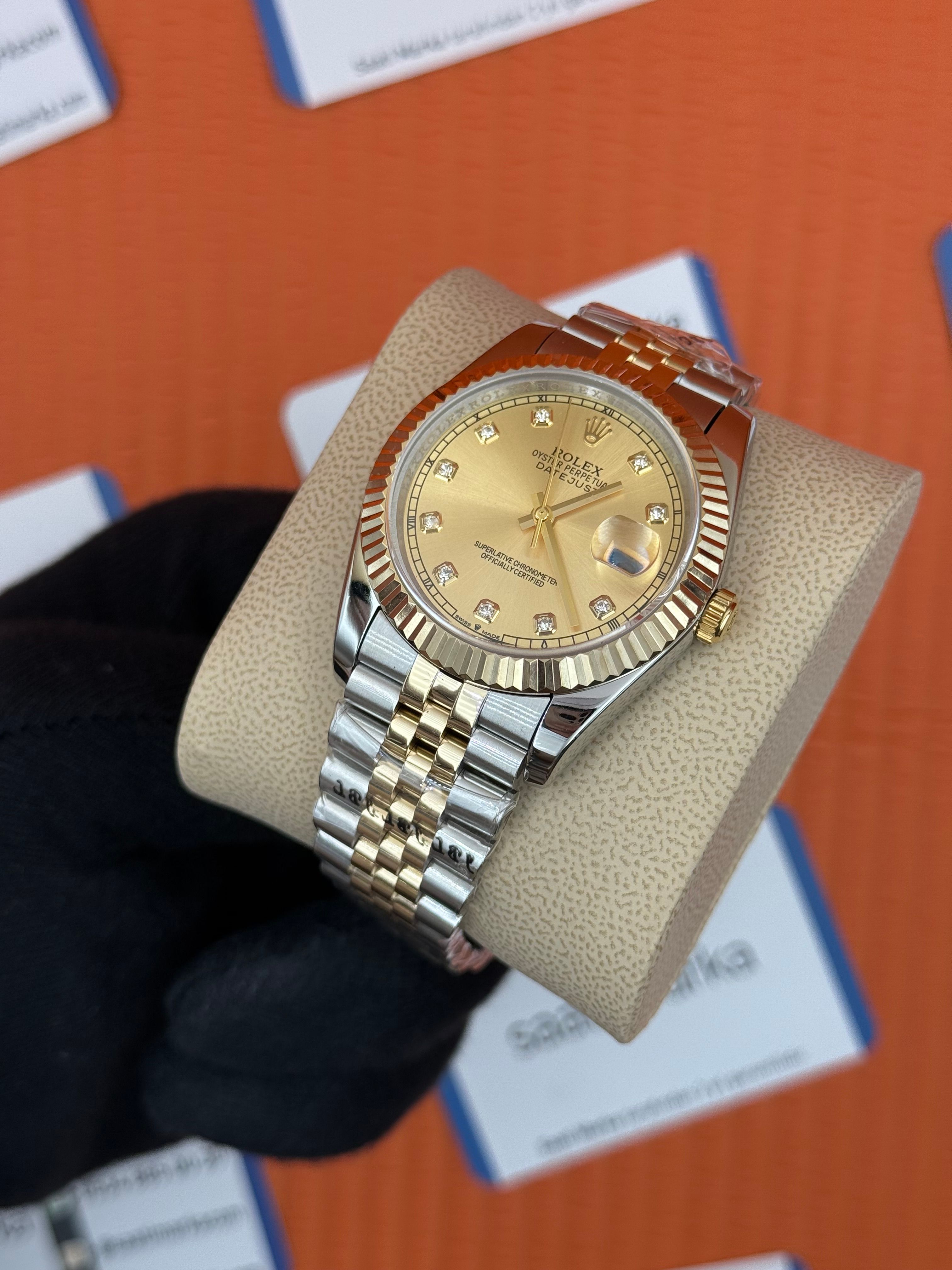 ROLEX Datejust baget taşlı champagne dial gold-silver jubilee kordon