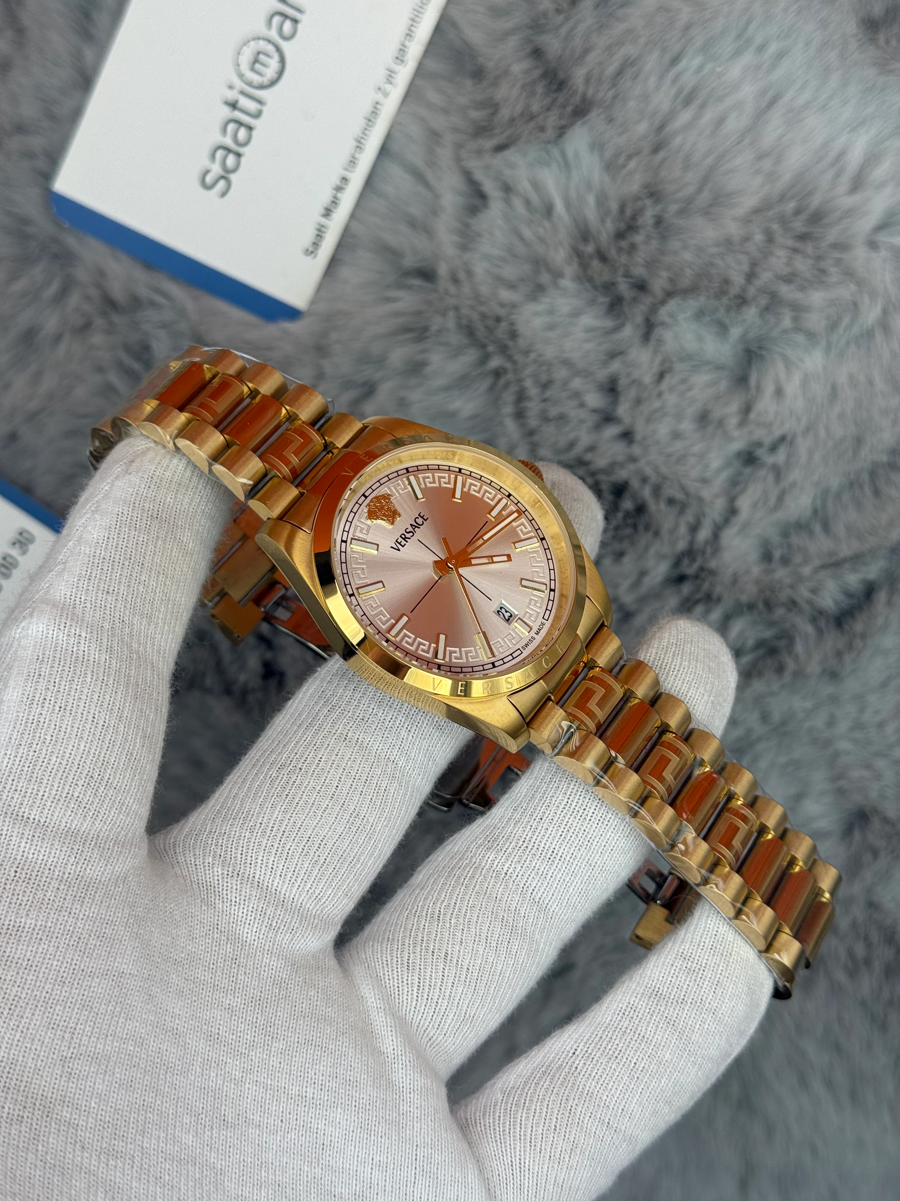 VERSACE 40MM BEYAZ KADRAN GOLD KASA KORDON ERKEK KOL SAATİ