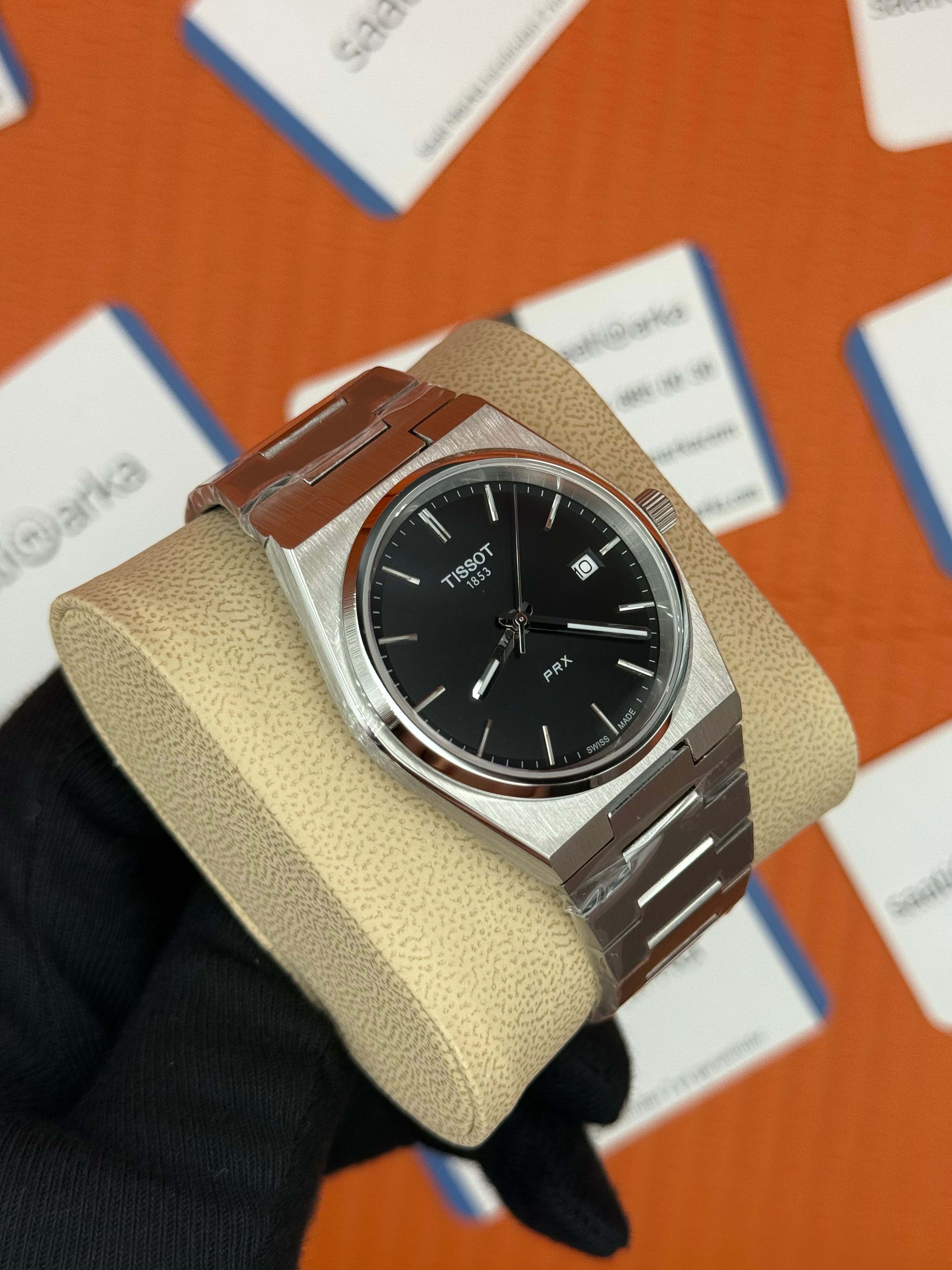 TISSOT PRX 40MM siyah kadran silver kasa kordon erkek kol saati