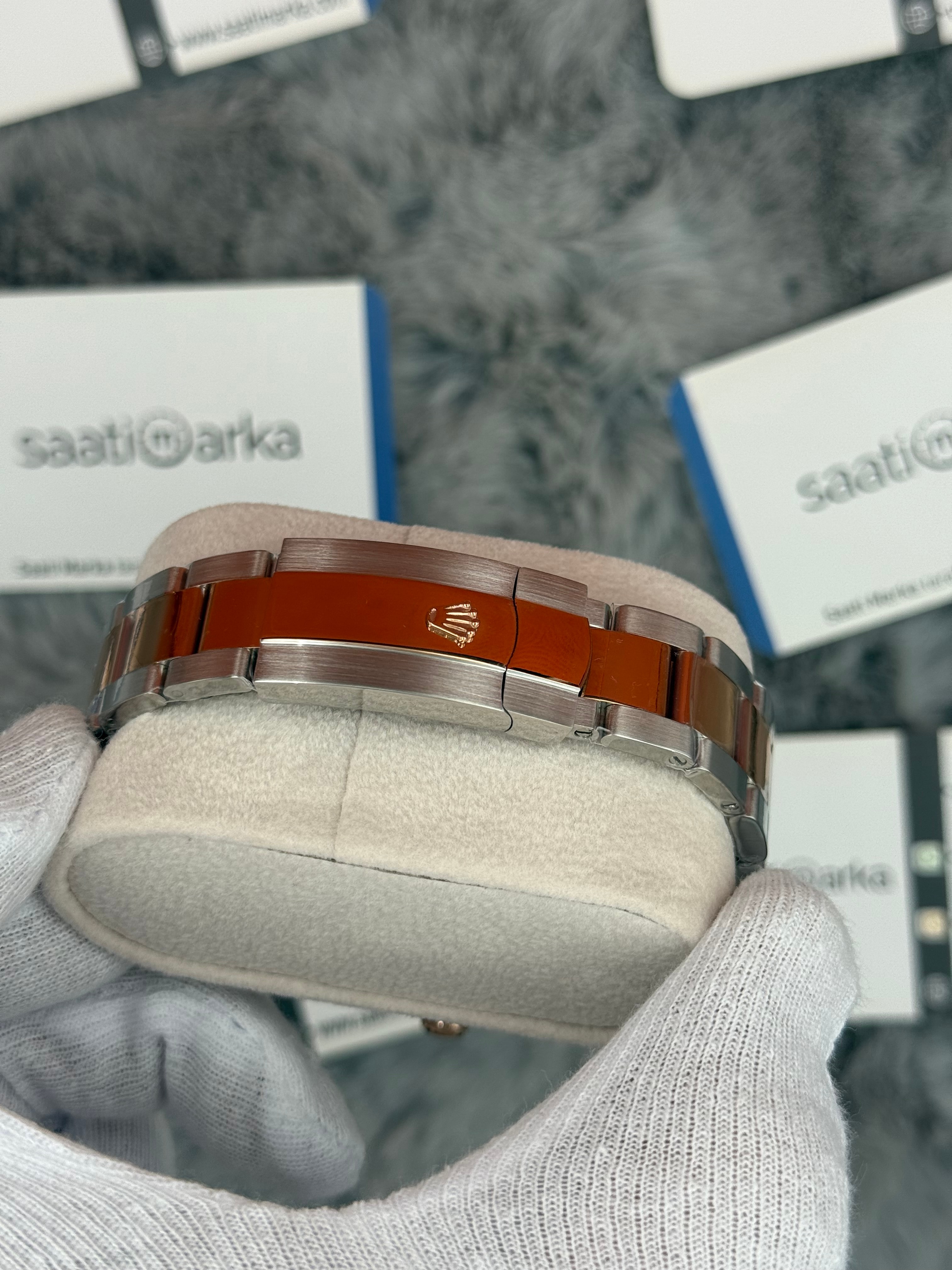 ROLEX datejust 36mm kahverengi kadran silver kasa rose silver oyster kordon 