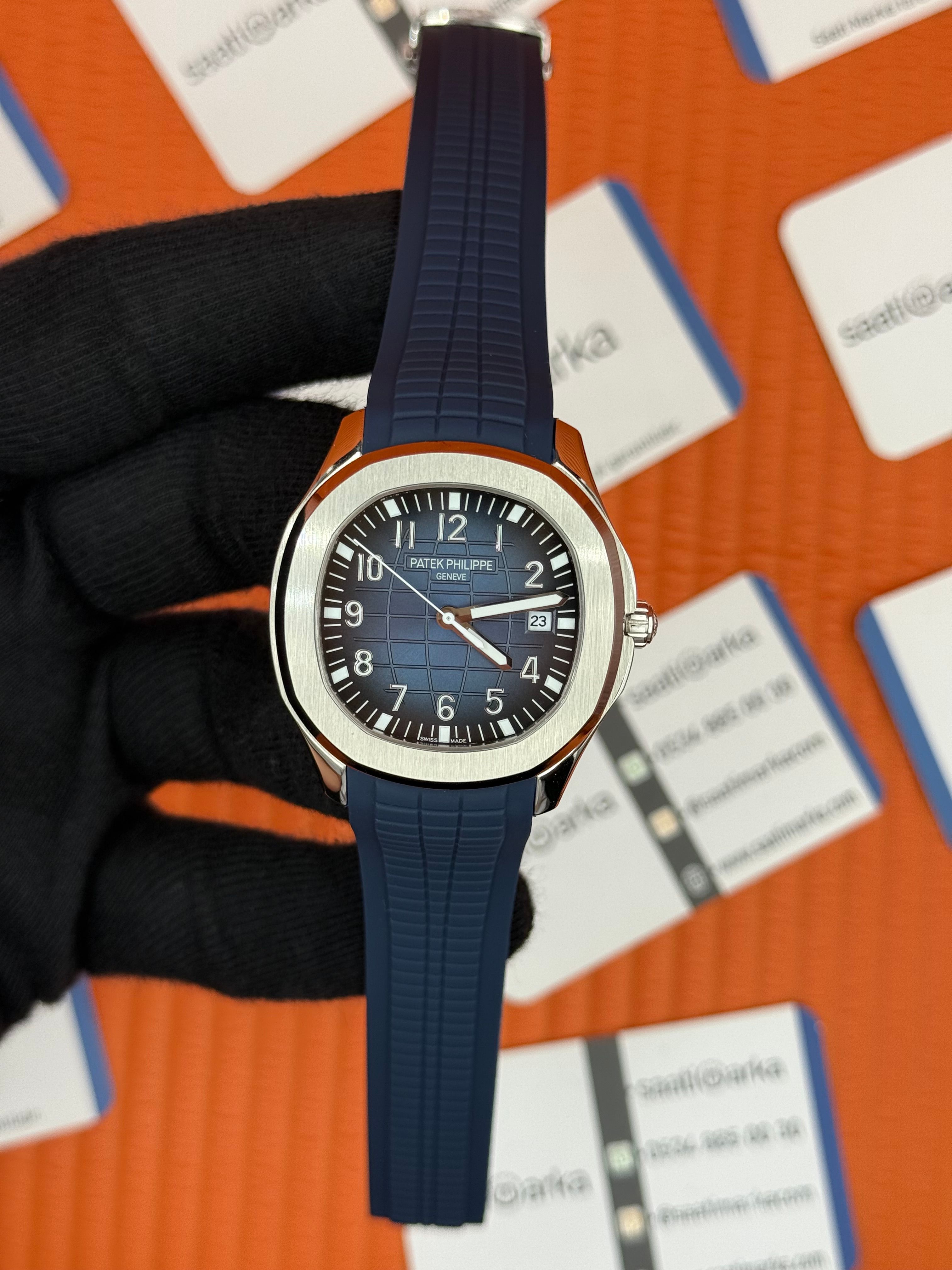 PATEK PIHILIPPE AQUANAUT MAVİ KADRAN SİLVER KASA KUÇUK MAVİ KORDON 