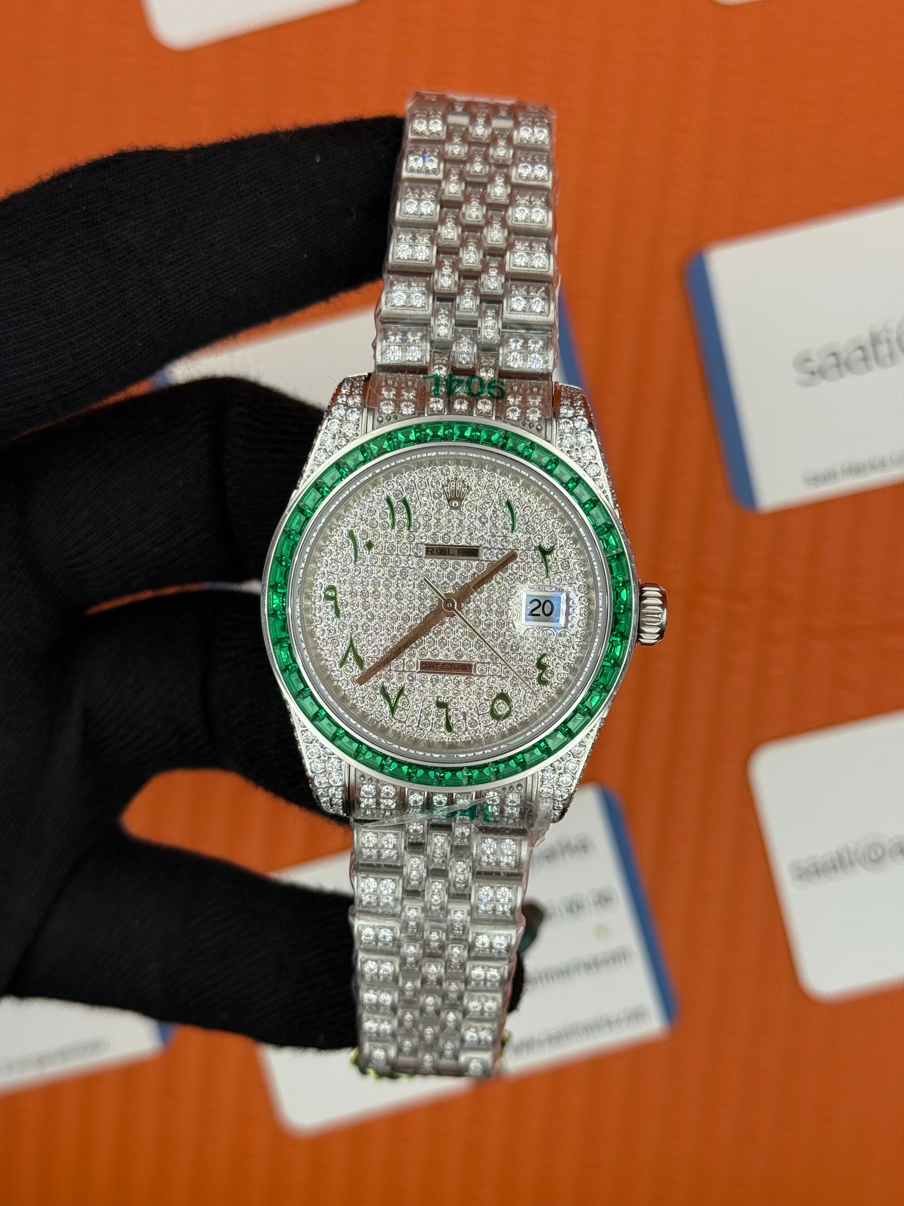 ROLEX Datejust arabic dial full diamond 41mm silver