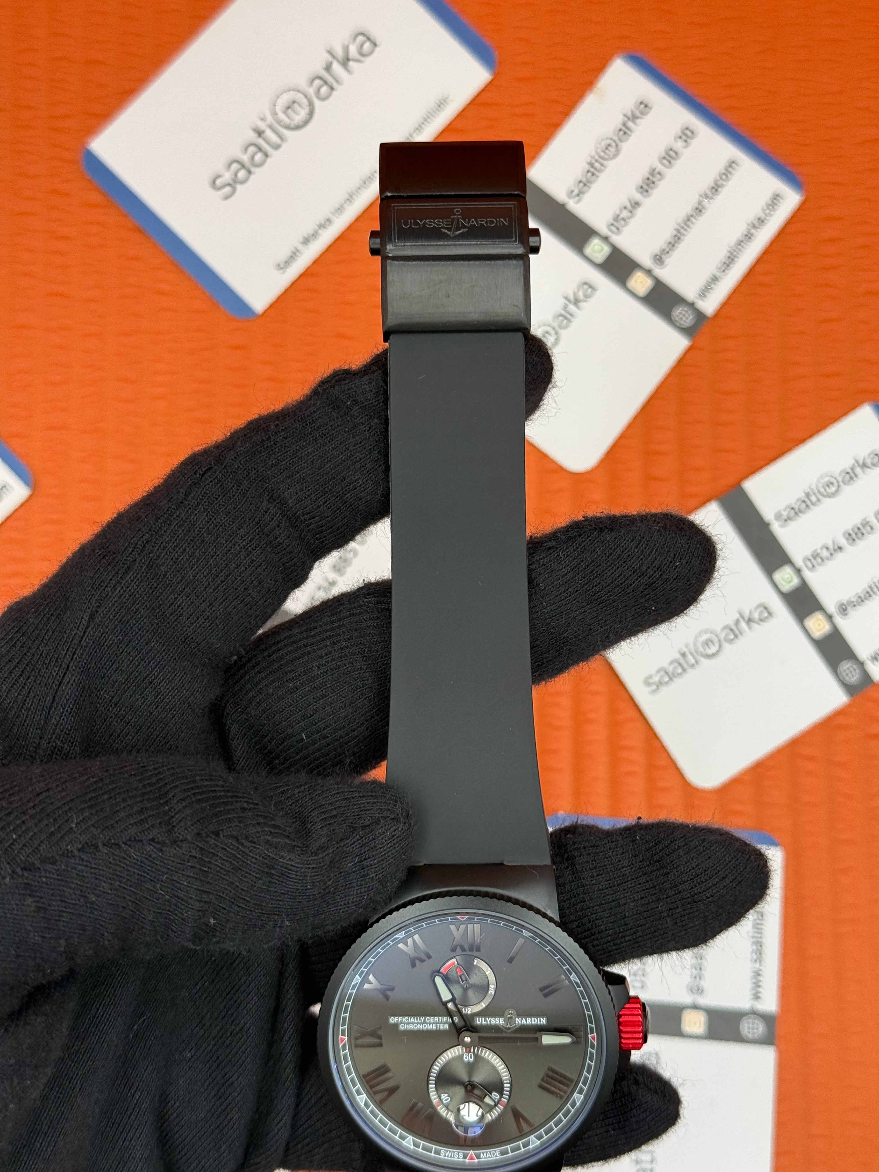 ULYSSE NARDİN MARİNE CHRONOMETER FULL SİYAH KIRMIZI DETAYLI