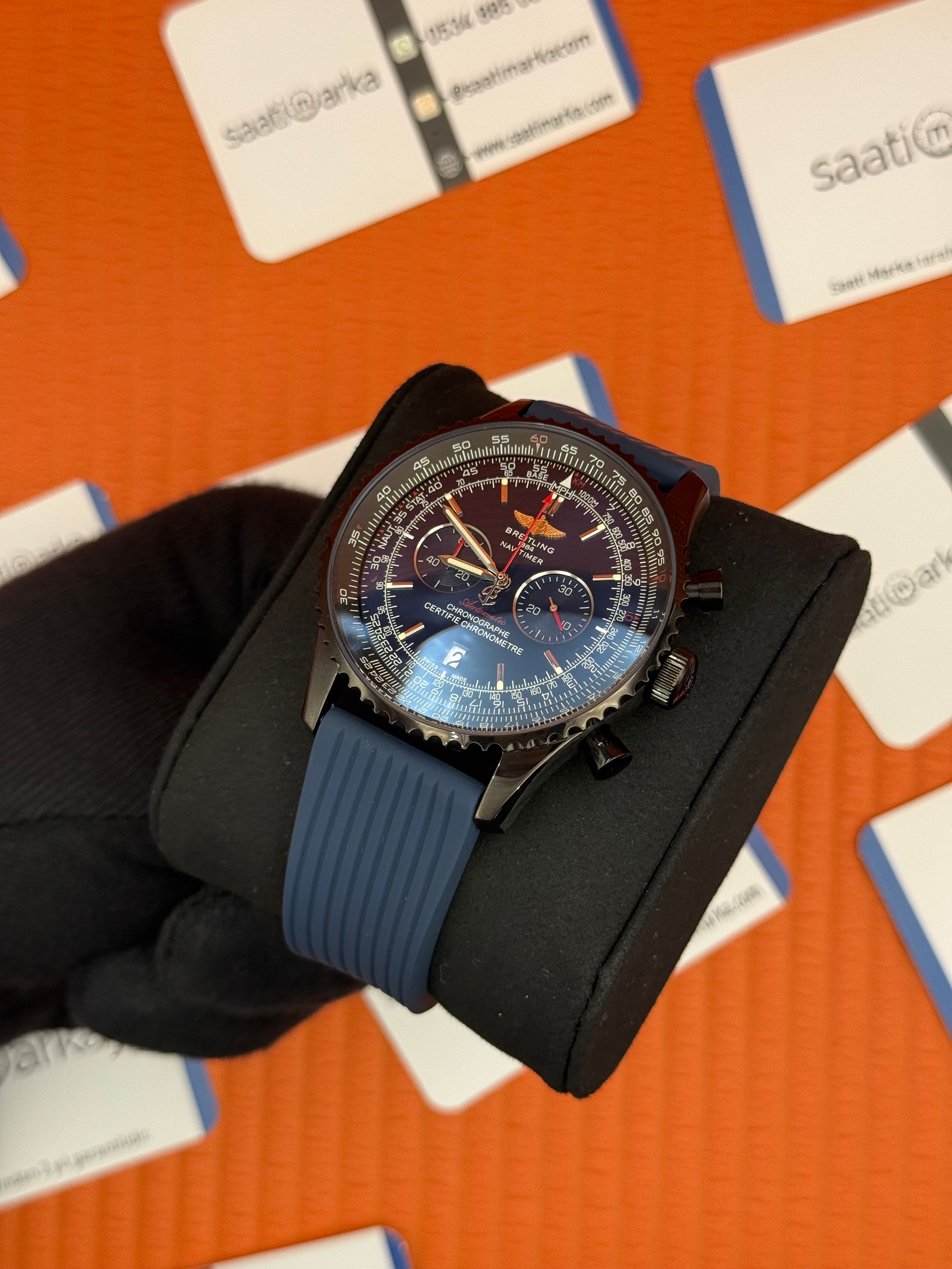 BREITLING Navitimer lacivert kauçuk kordon lacivert kadran çelik kasa