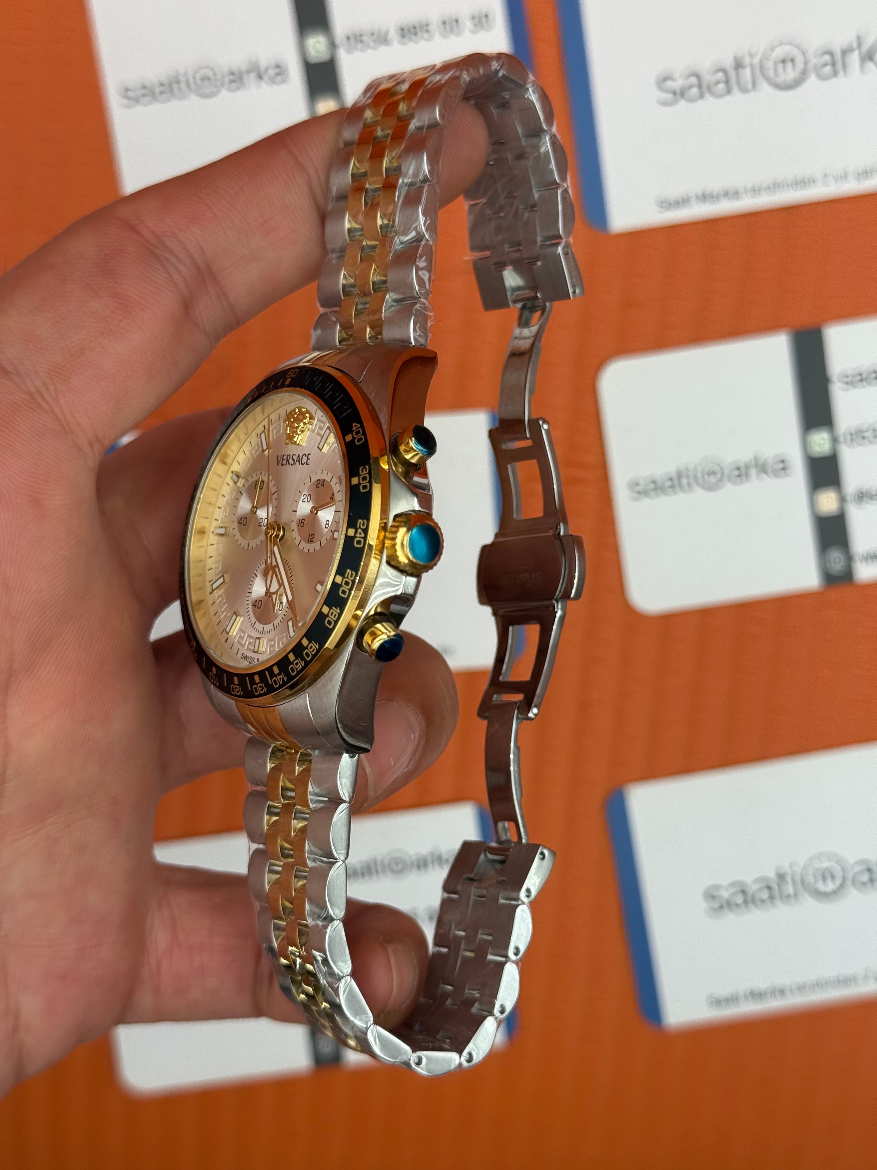 VERSACE beyaz kadran gold kasa kordon jubilee erkek kol saati
