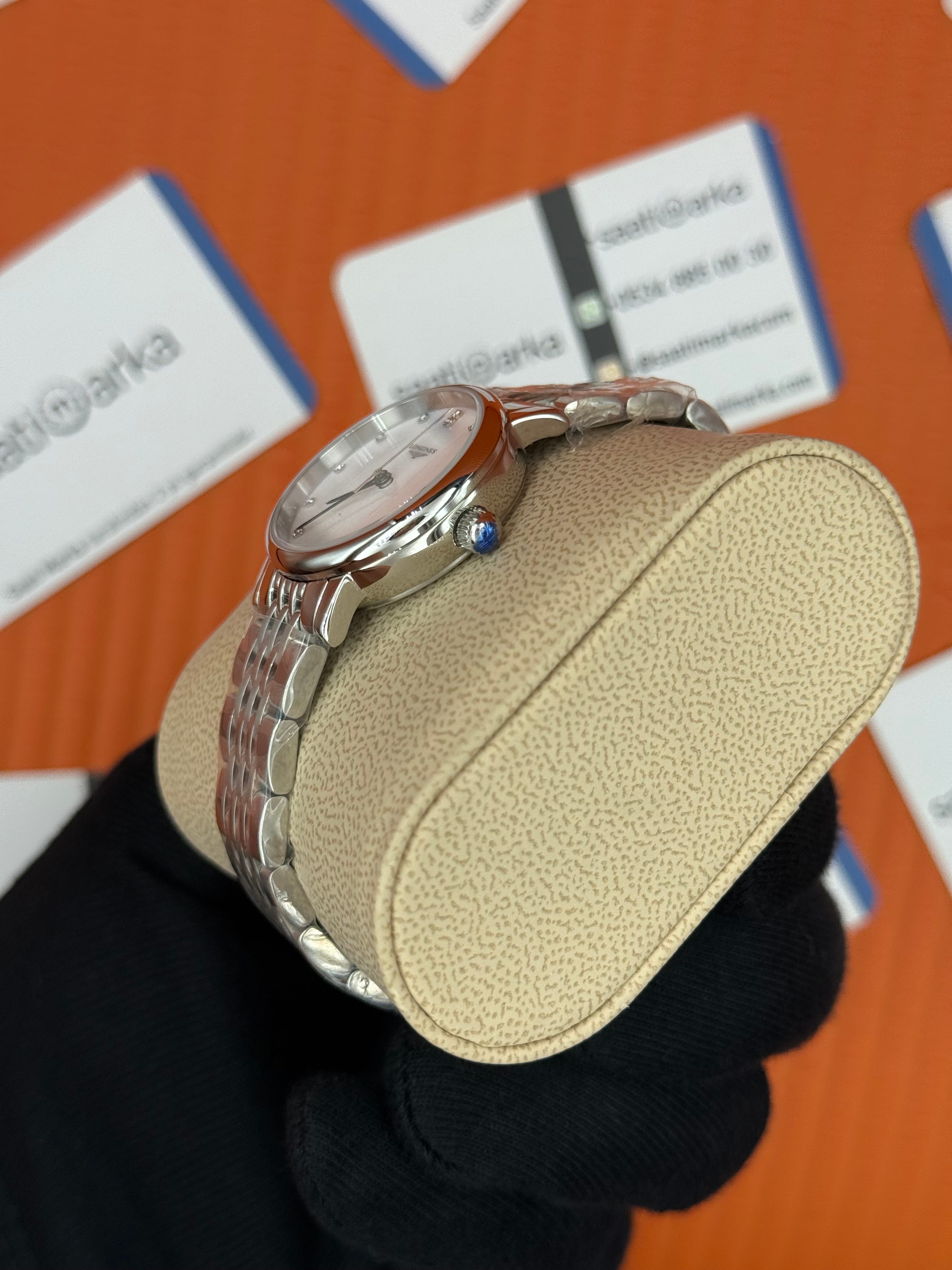 LONGINES L480094876 beyaz baget taşlı kadran silver kasa kordon