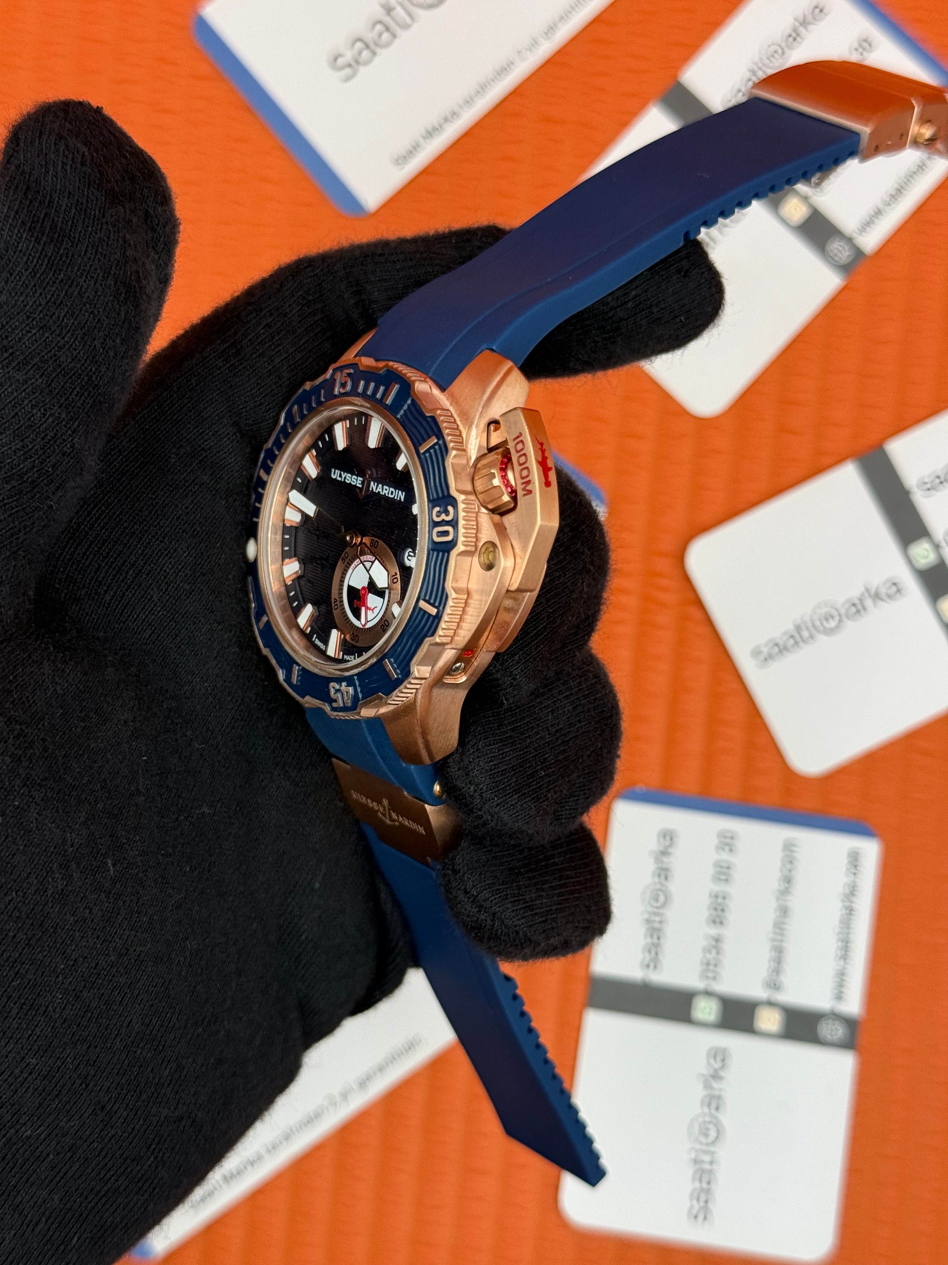 ULYSSE NARDİN CHRONOMETER ROSE KASA LACİVERT KORDON 