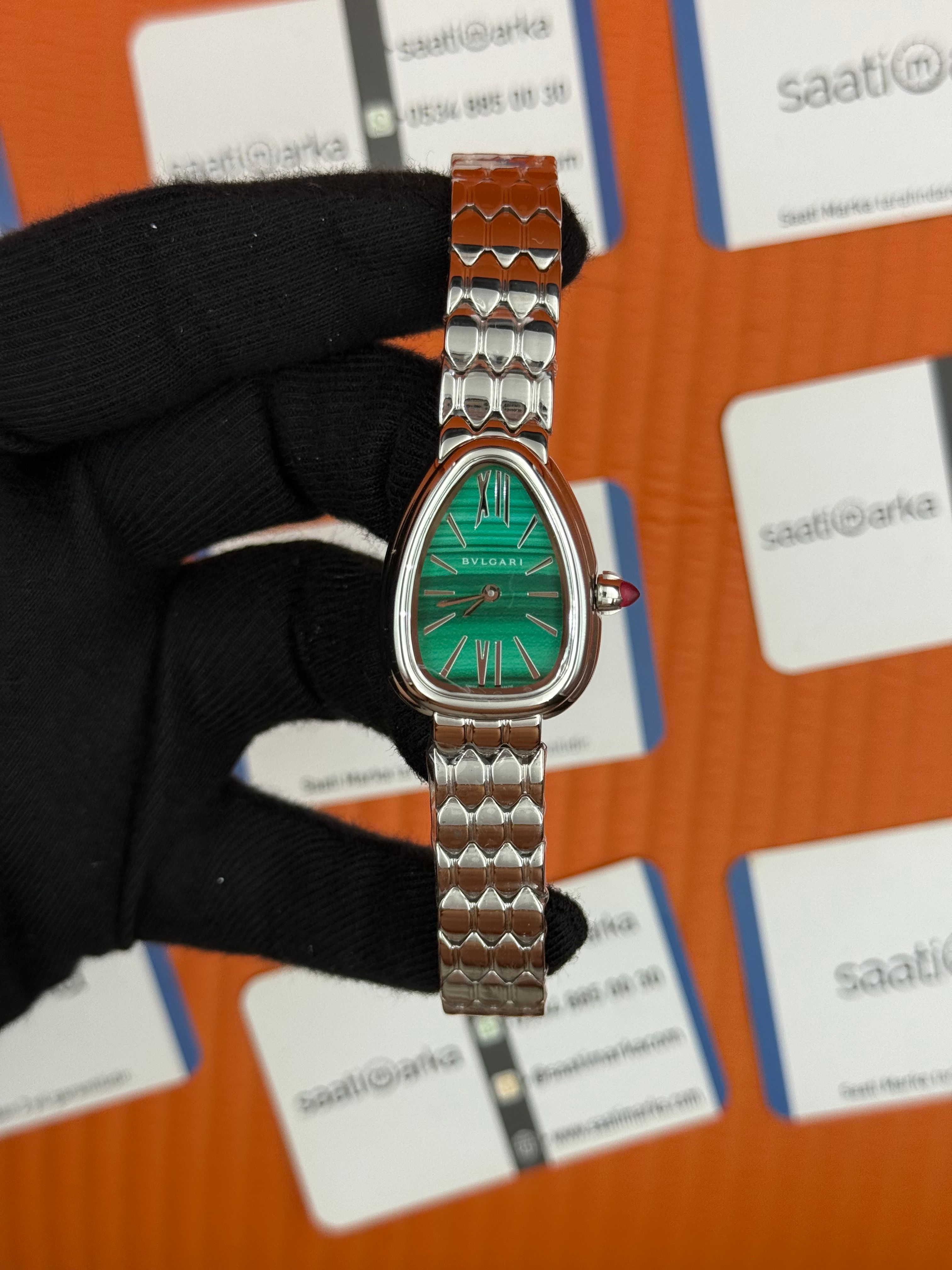 BVLGARİ serpenti seduttori yeşil kadran silver kasa kordon kadın kol saati