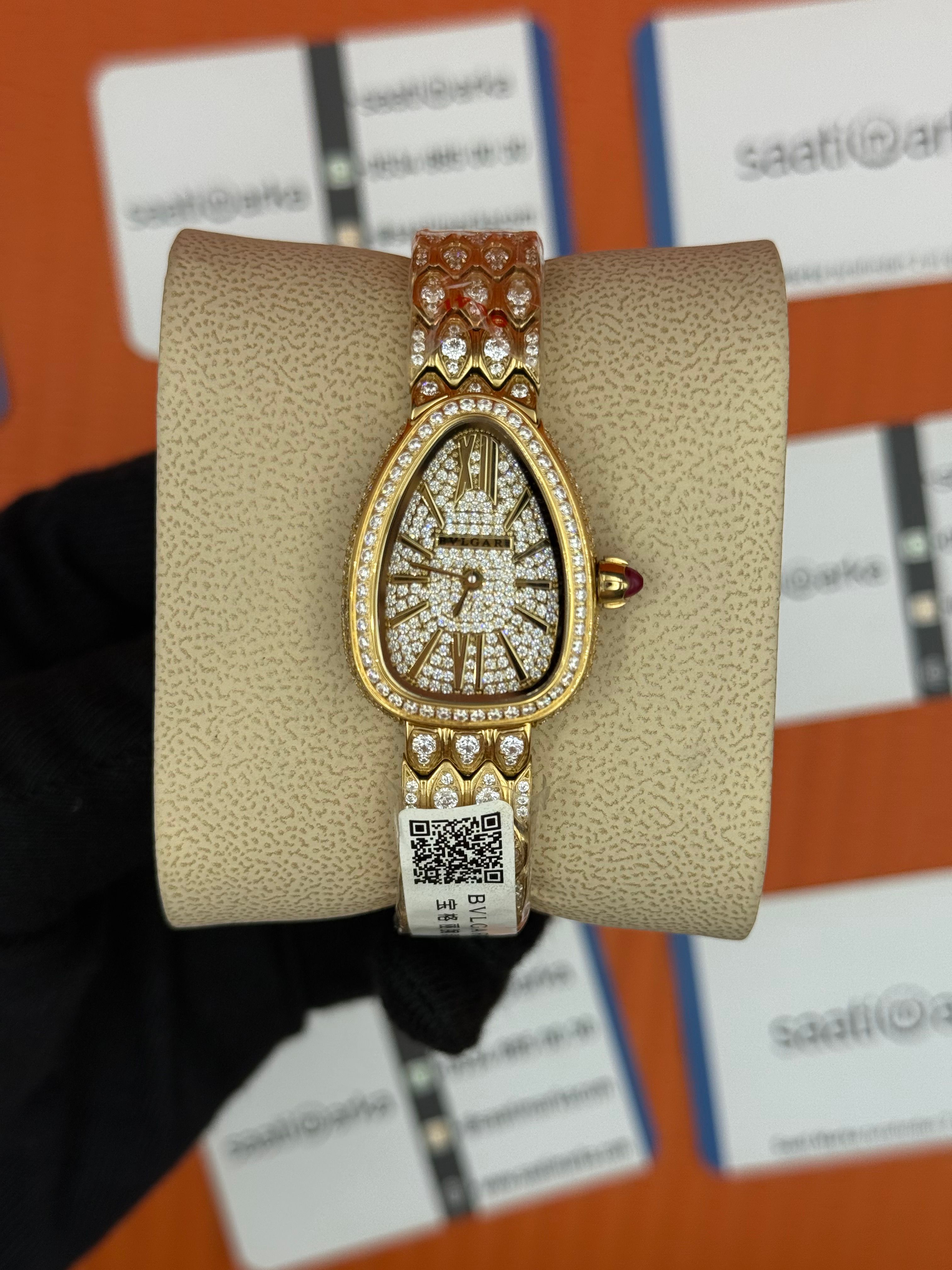 BVLGARİ serpenti seduttori full diamond gold kasa kordon kadın kol saati