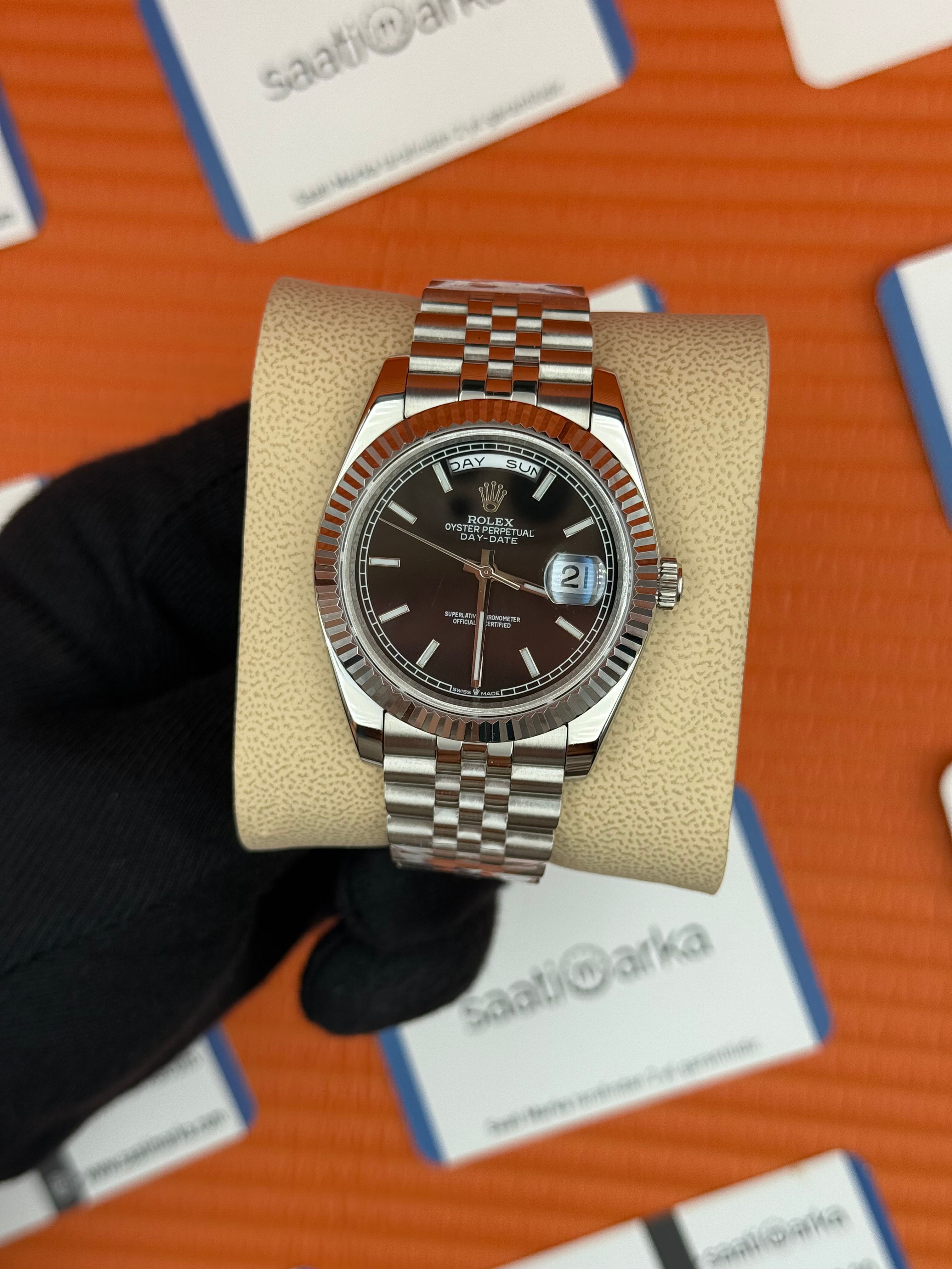 ROLEX Day Date siyah kadran silver jubilee kordon