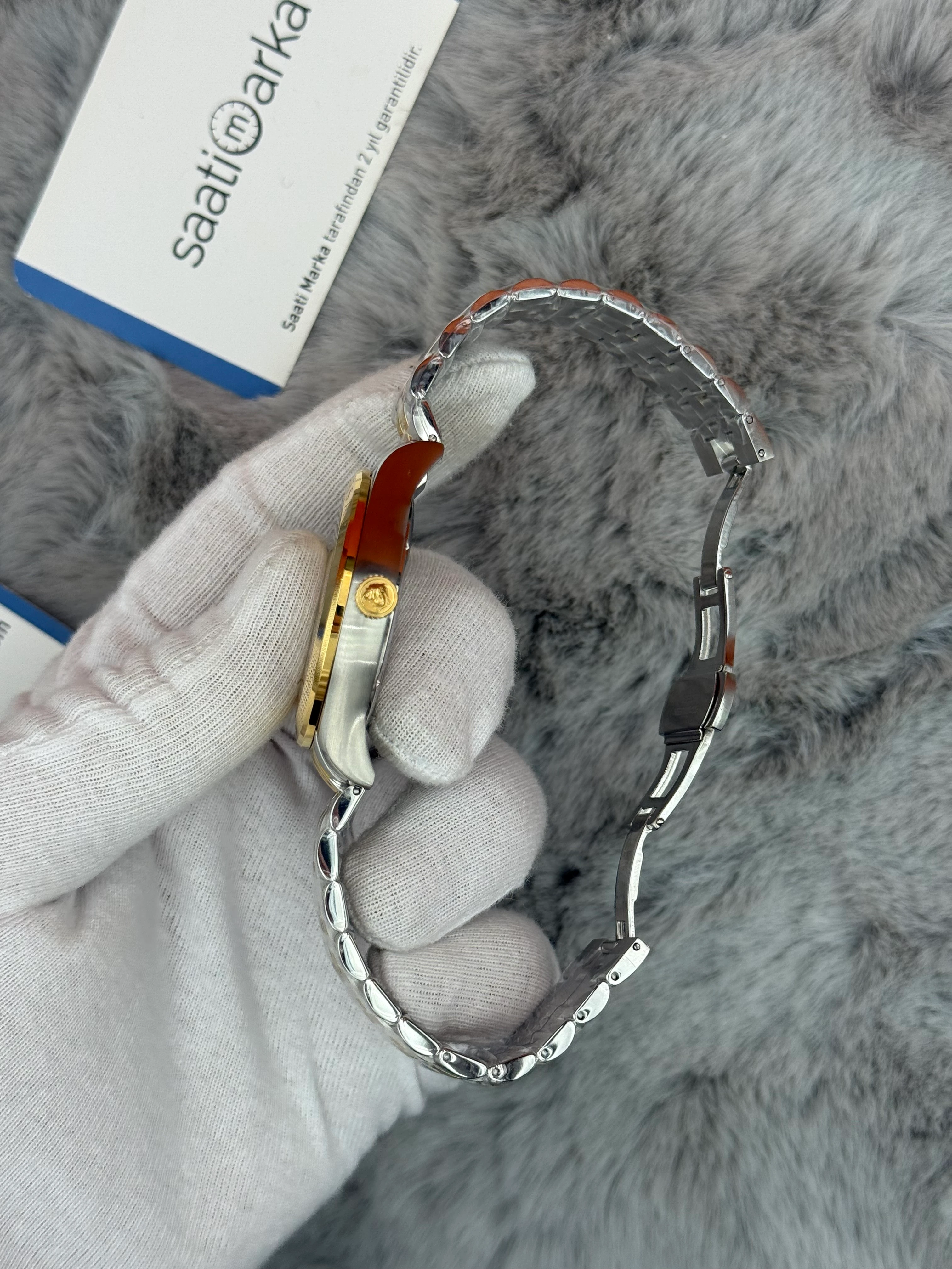 VERSACE 42MM BEYAZ KADRAN GOLD SİLVER KASA KORDON ERKEK KOL SAATİ