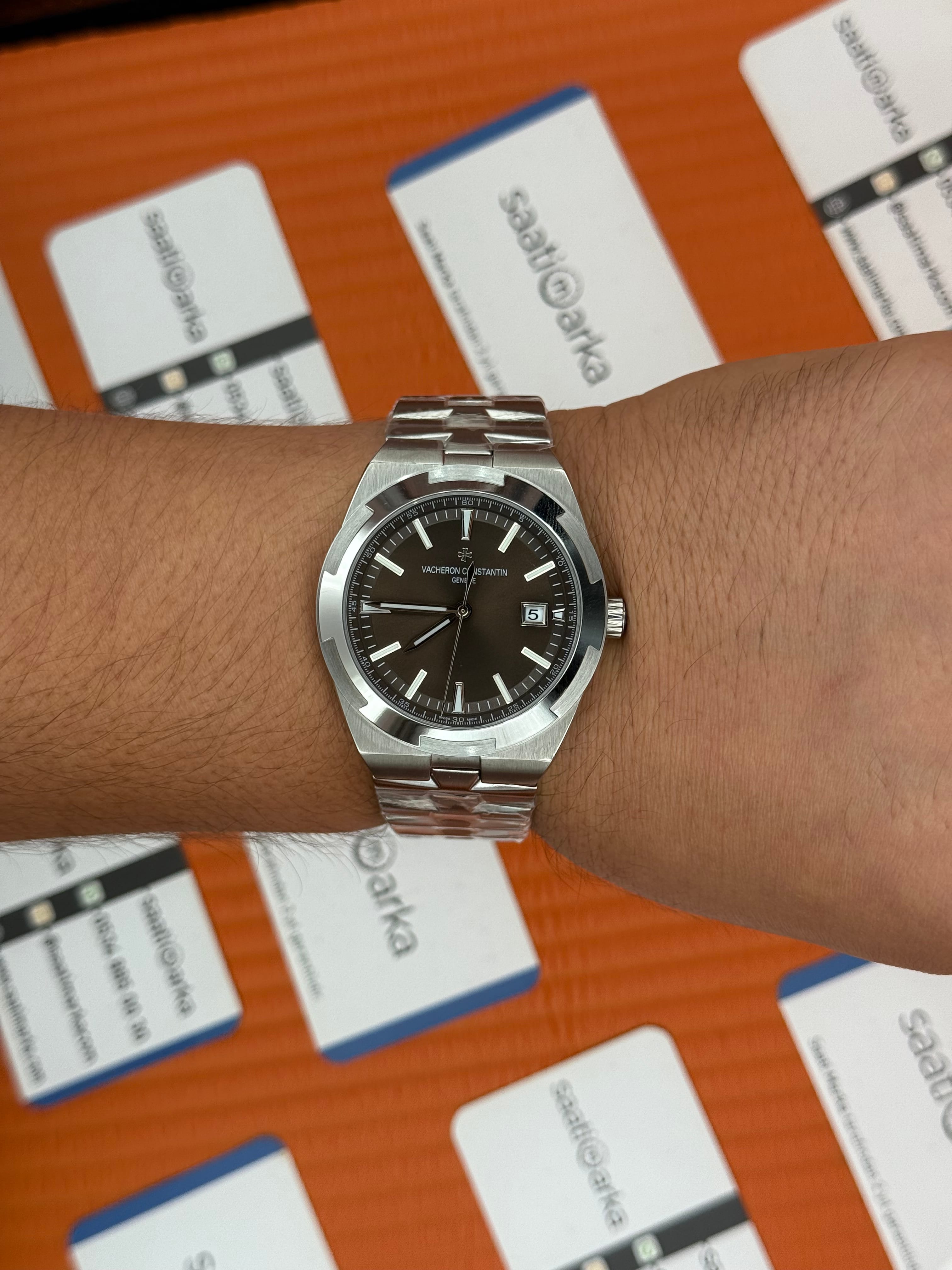 VACHERON CONSTANTIN overseas kahverengi kadran silver kasa kordon erkek kol saati