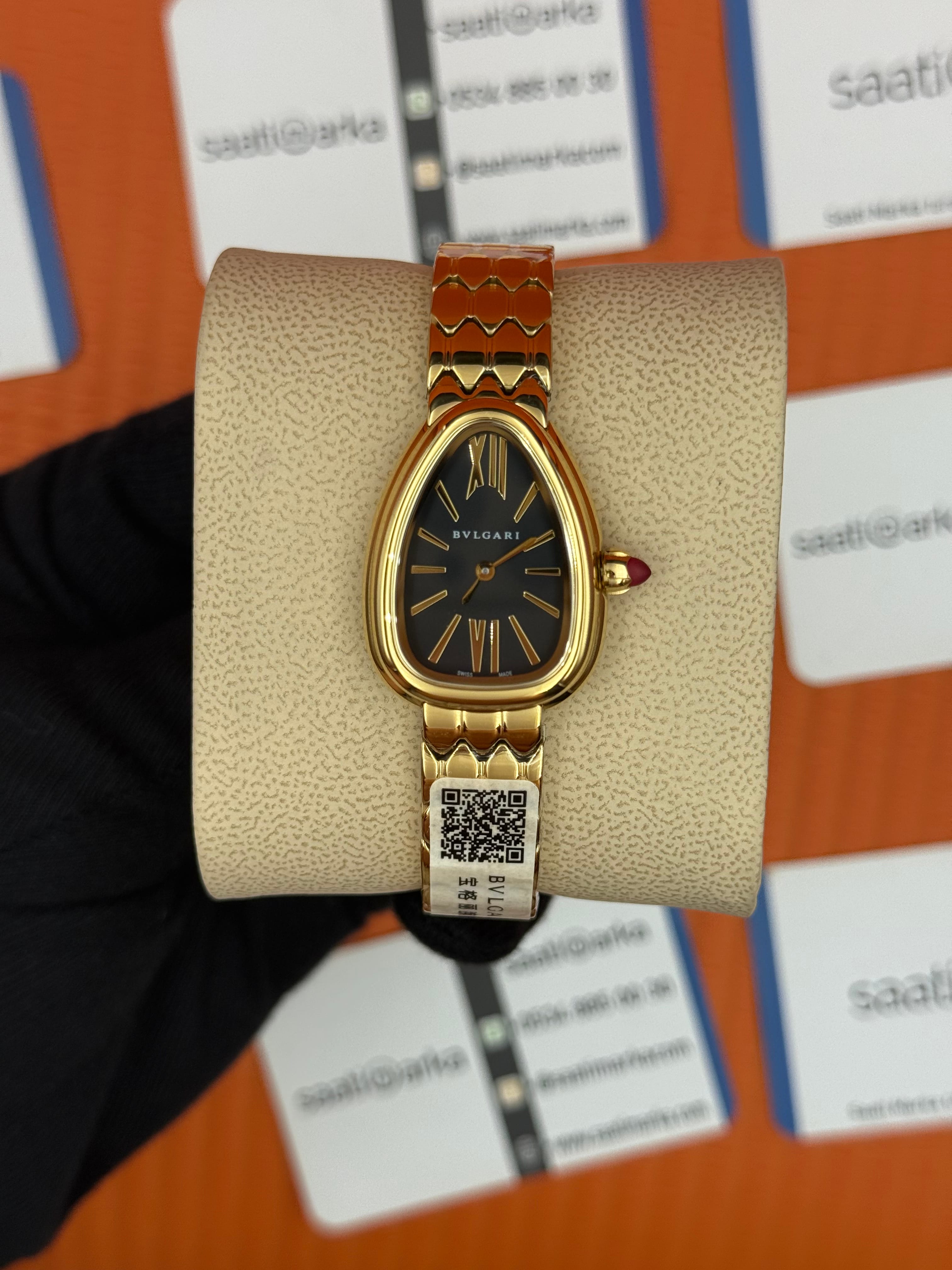 BVLGARİ serpenti seduttori siyah kadran gold kasa kordon kadın kol saati