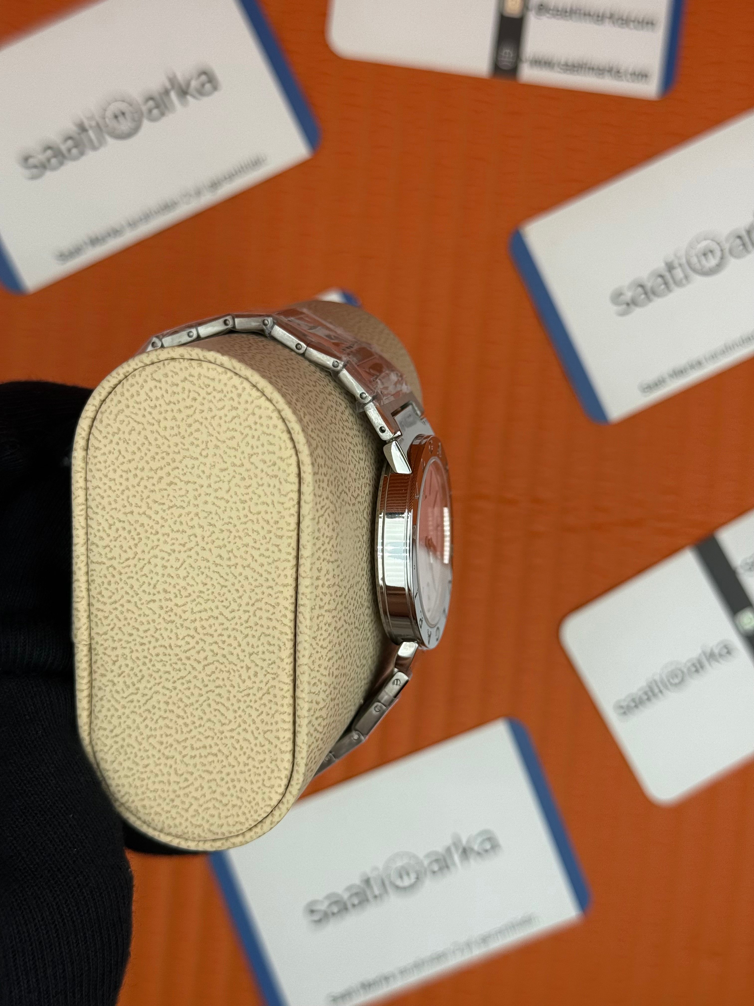 BVLGARI  toz pembe kadran silver kasa kordon kadın kol saati