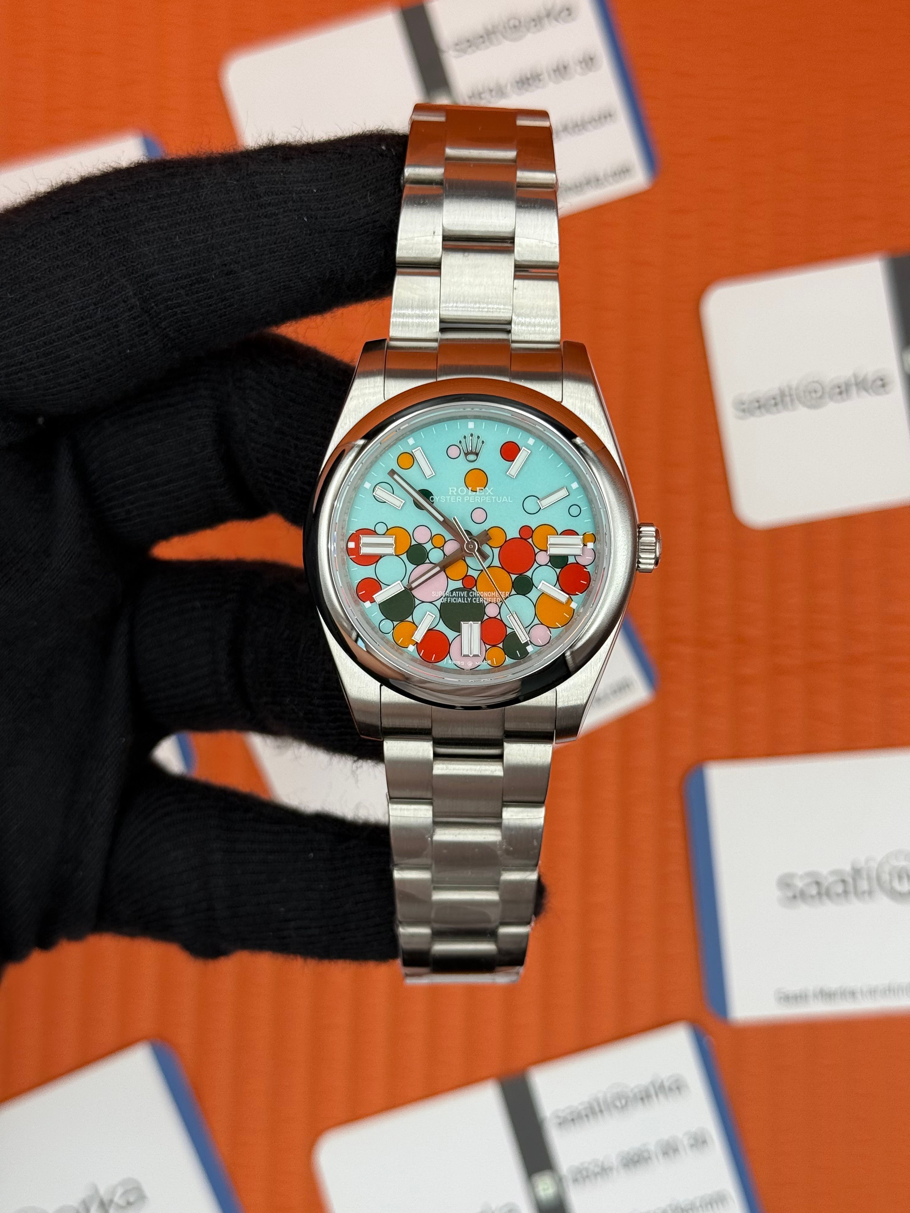 ROLEX OYSTER Perpetual celebration dial silver kasa-kordon