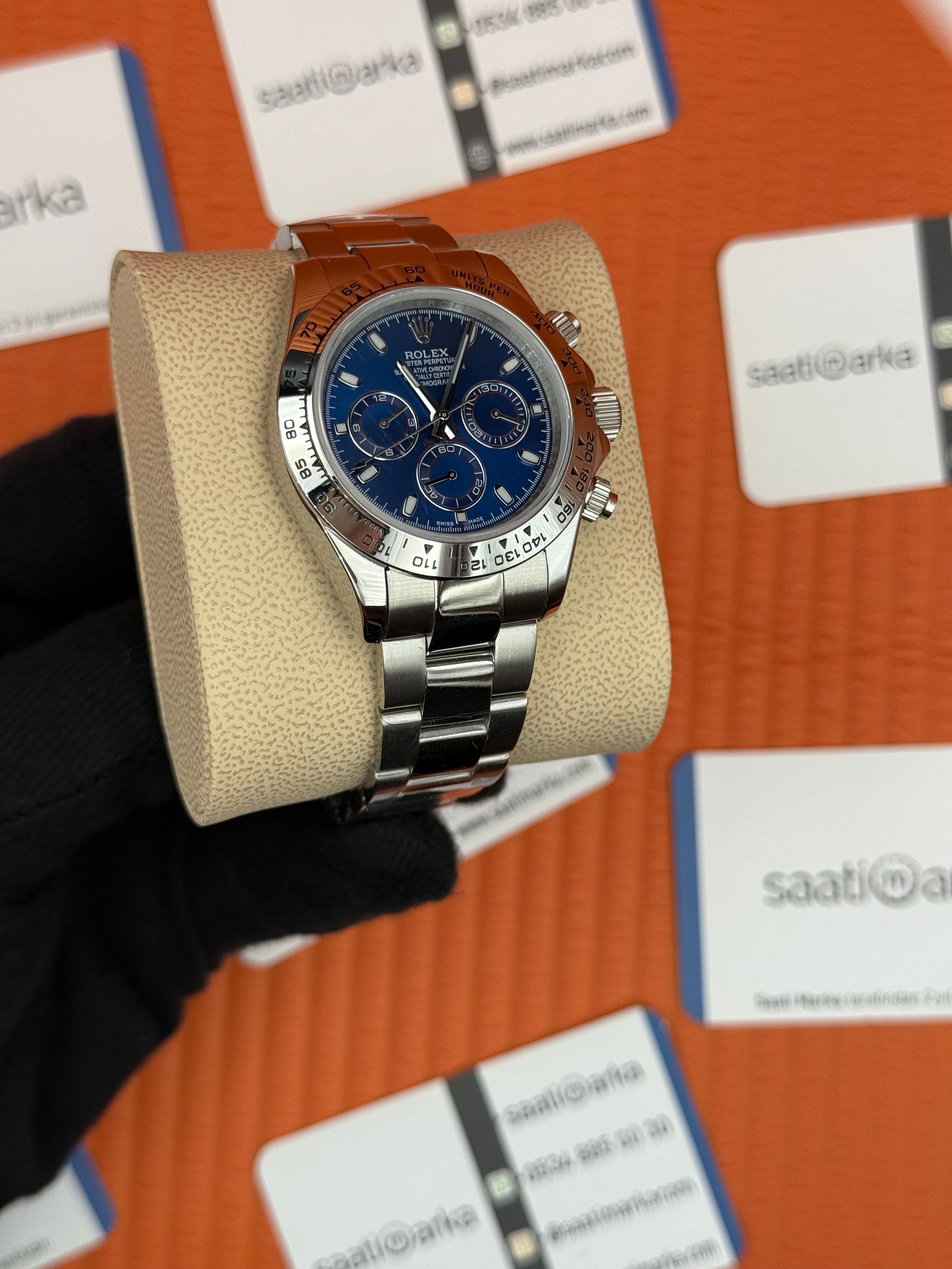 ROLEX Daytona blue dial silver kasa-kordon