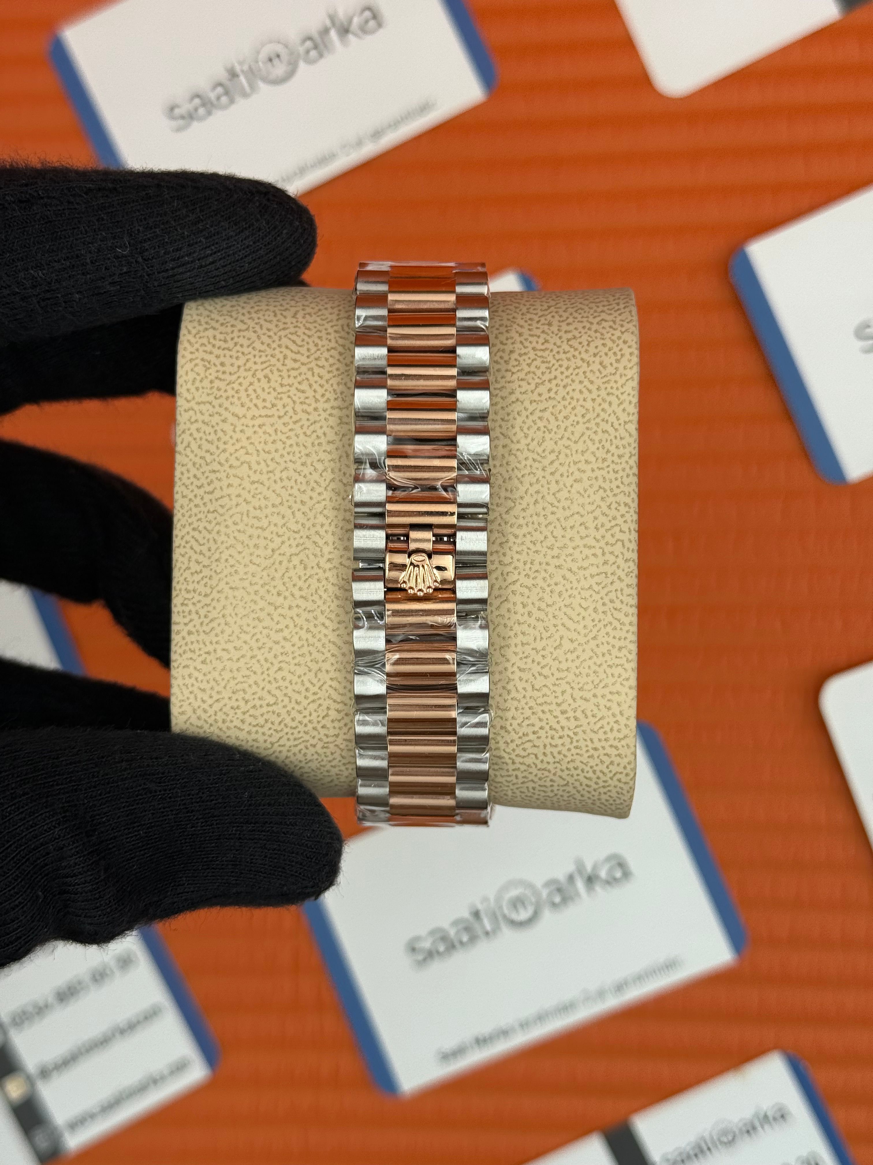 ROLEX Day Date roma rakamlı gri kadran rose silver president kordon