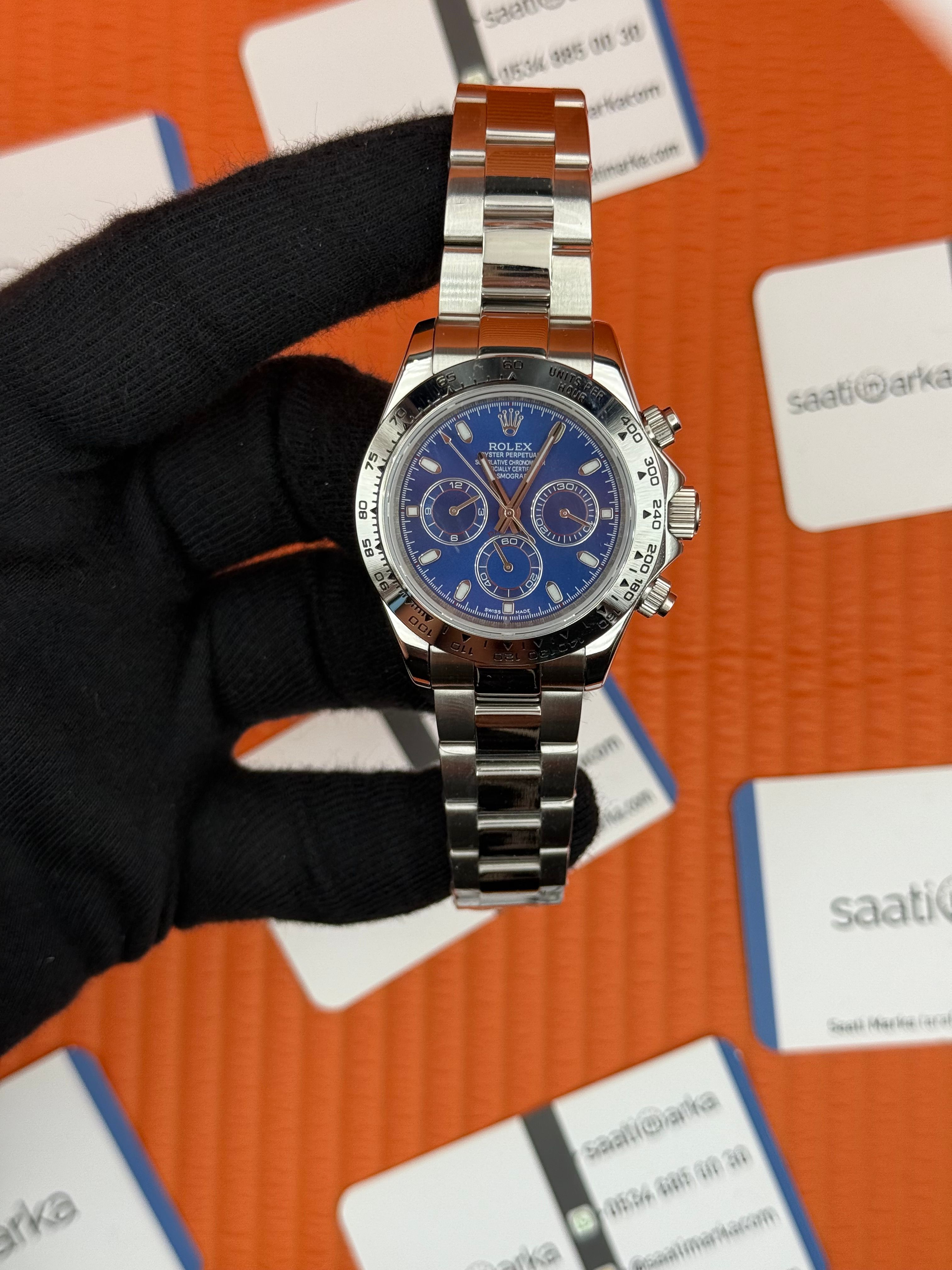 ROLEX Daytona blue dial silver kasa-kordon