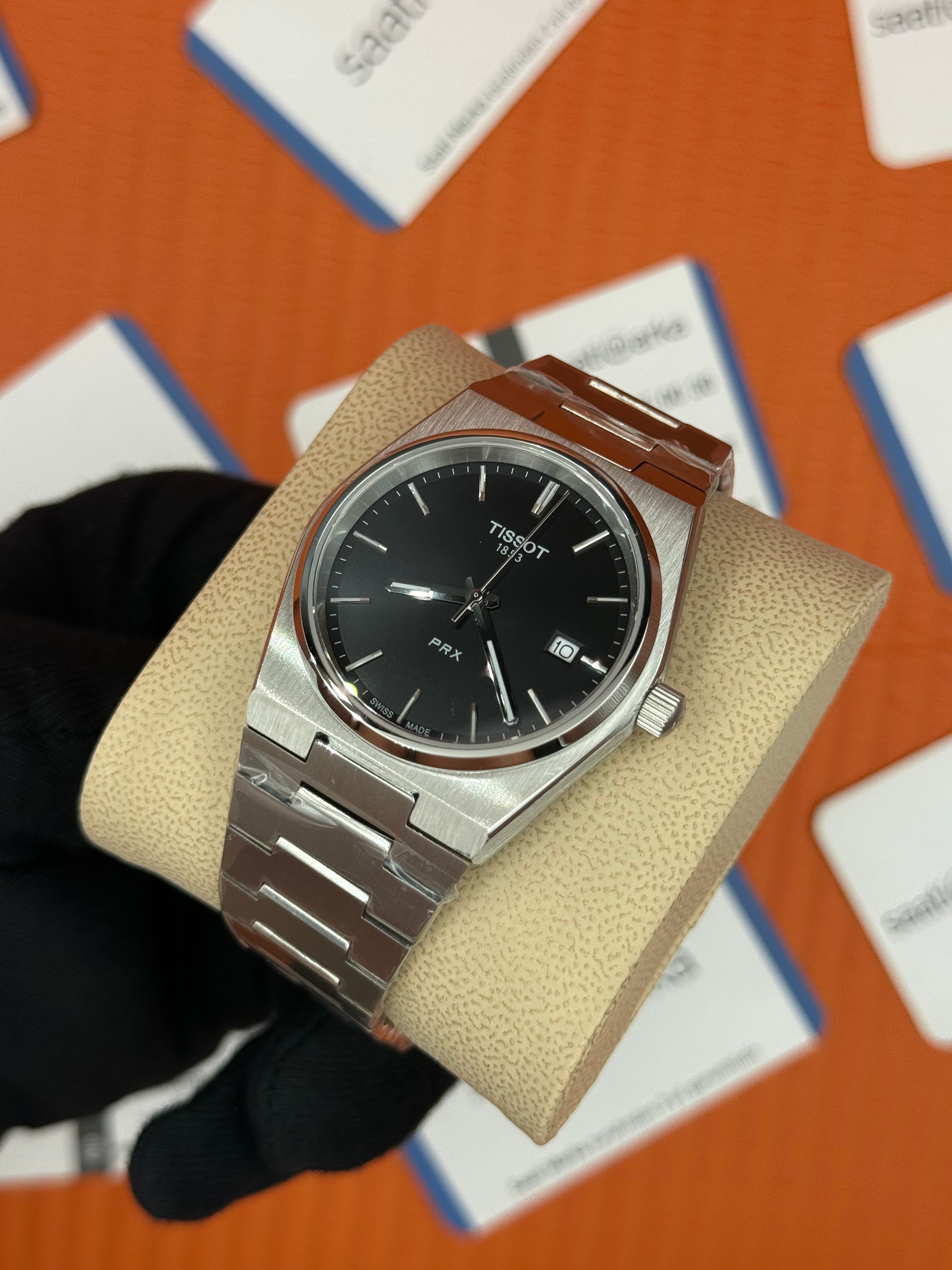 TISSOT PRX 40MM siyah kadran silver kasa kordon erkek kol saati