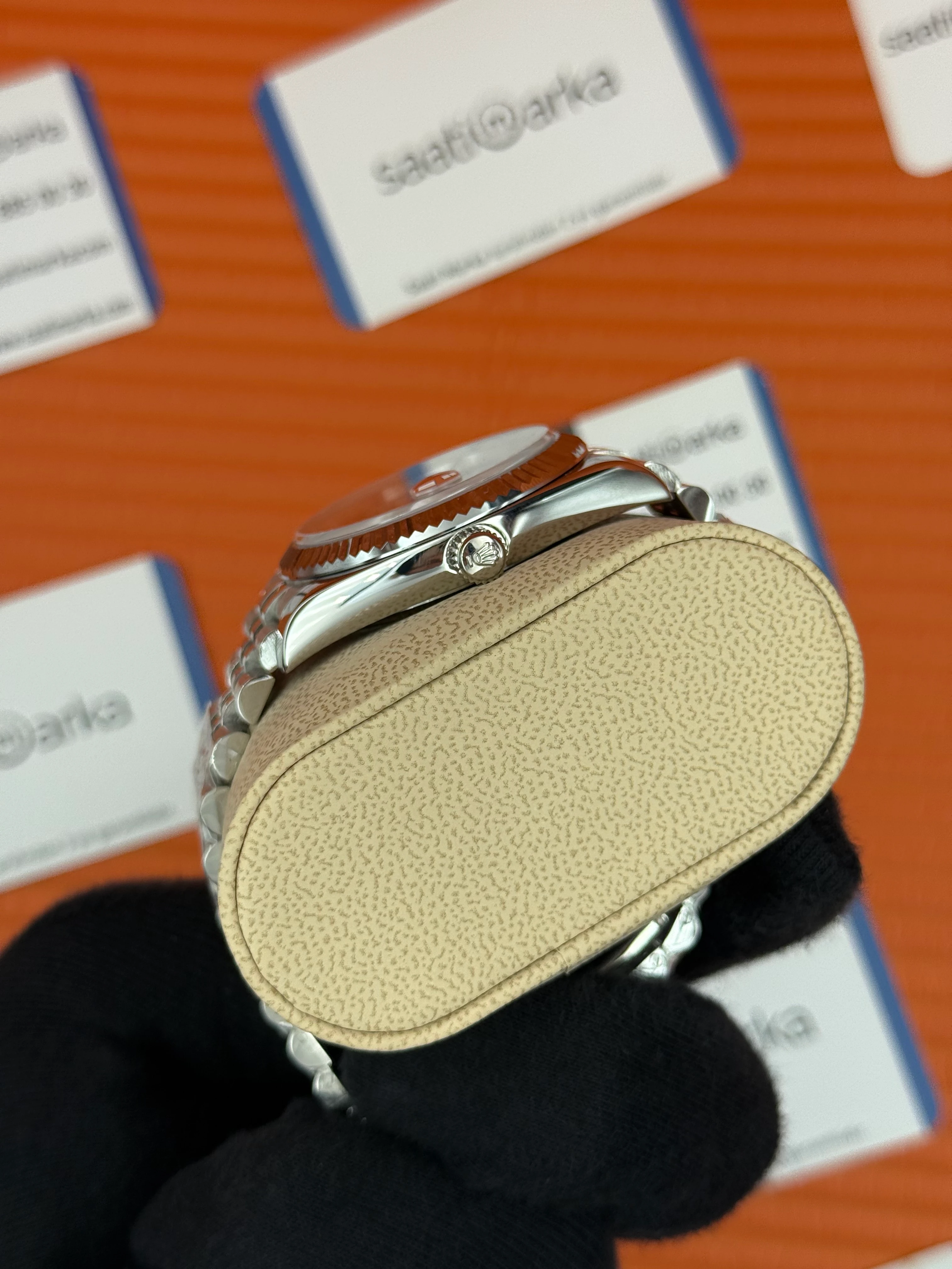 ROLEX Day Date roma rakamlı buz mavisi kadran silver jubilee kordon