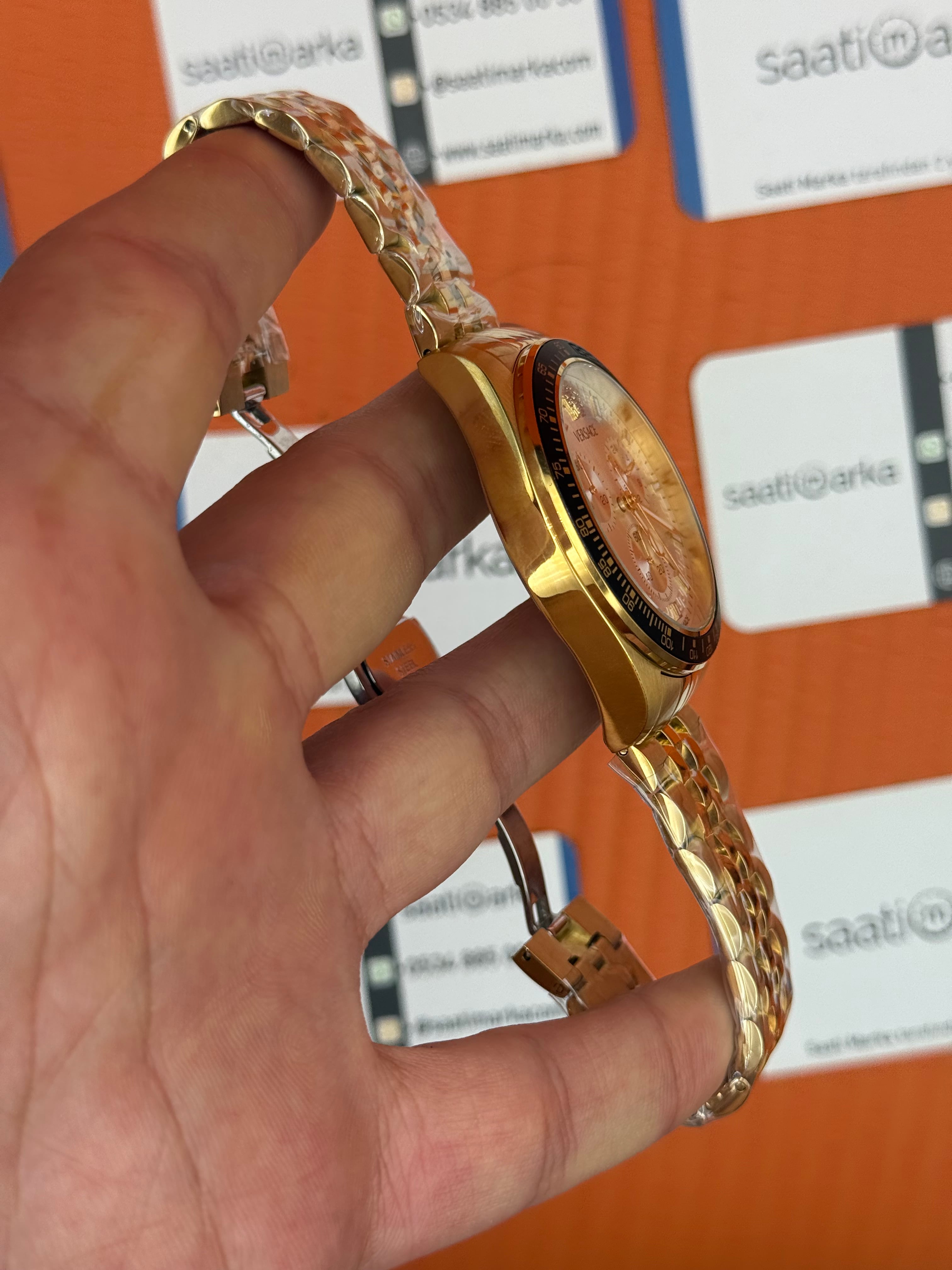 VERSACE beyaz kadran gold kasa kordon jubilee erkek kol saati