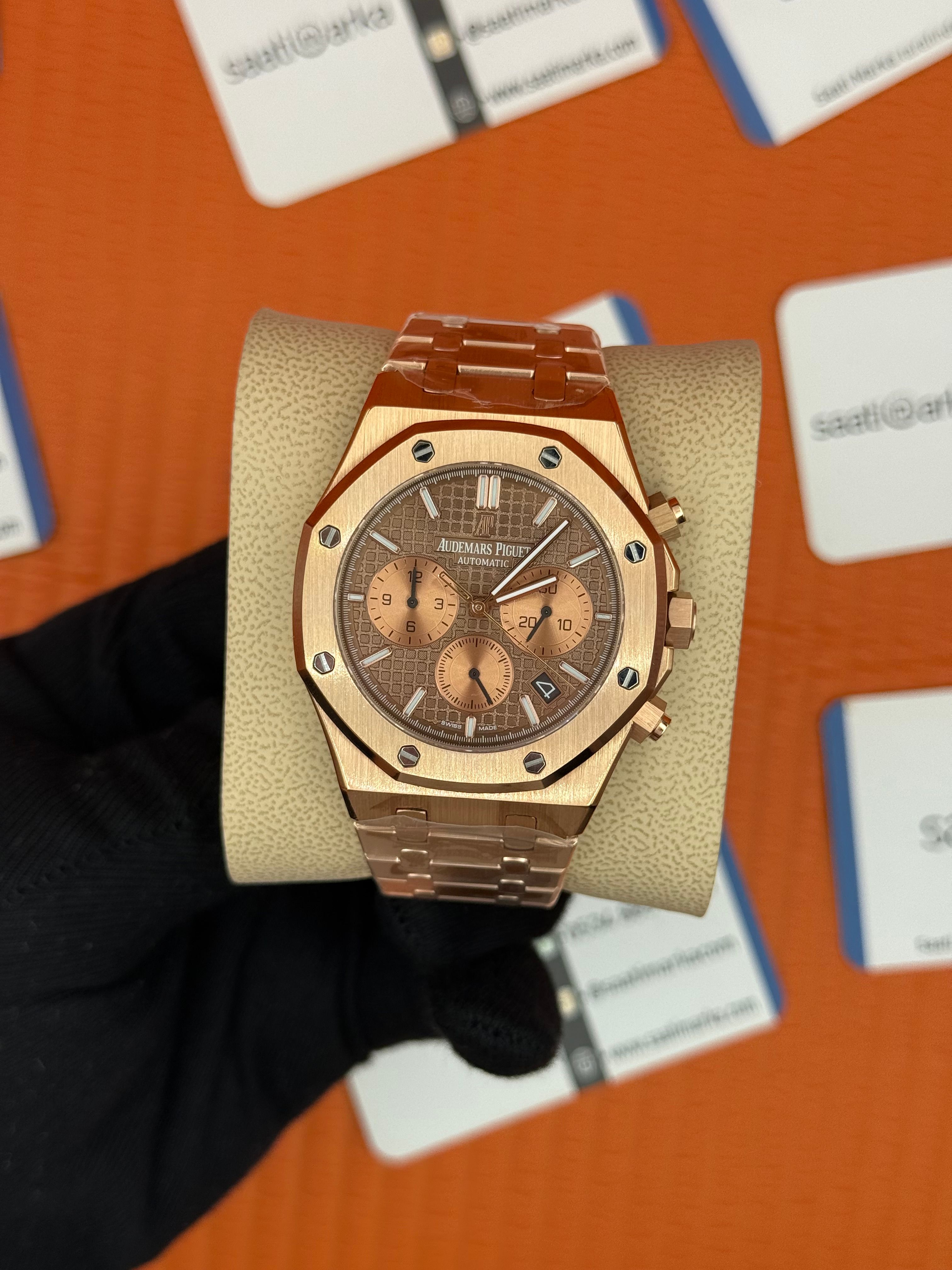 AUDEMARS PİGUET CHOCOLATE DİAL ROSE KASA KORDON ROYAL OAK