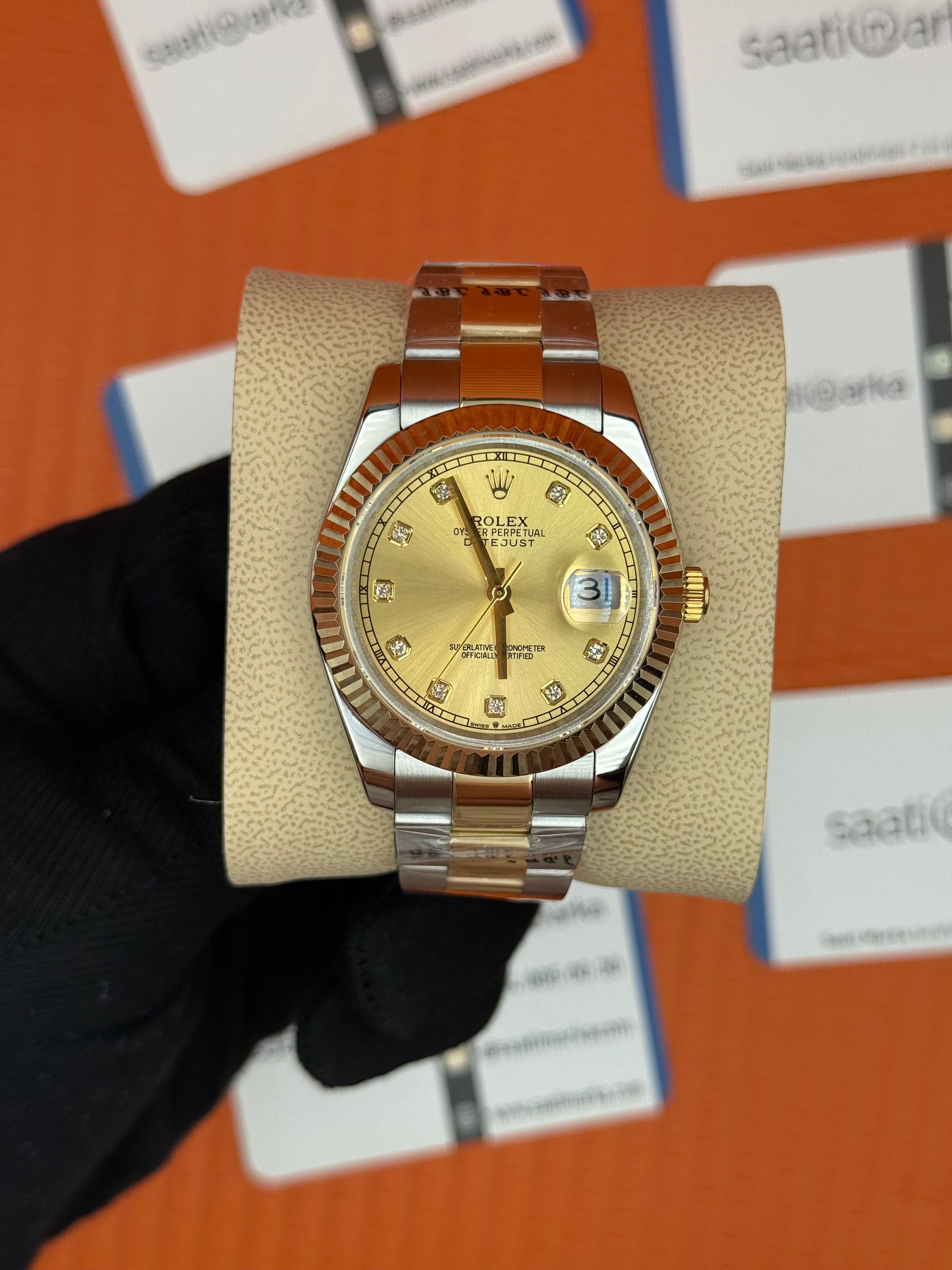 ROLEX Datejust champagne dial gold silver kasa-kordon oyster