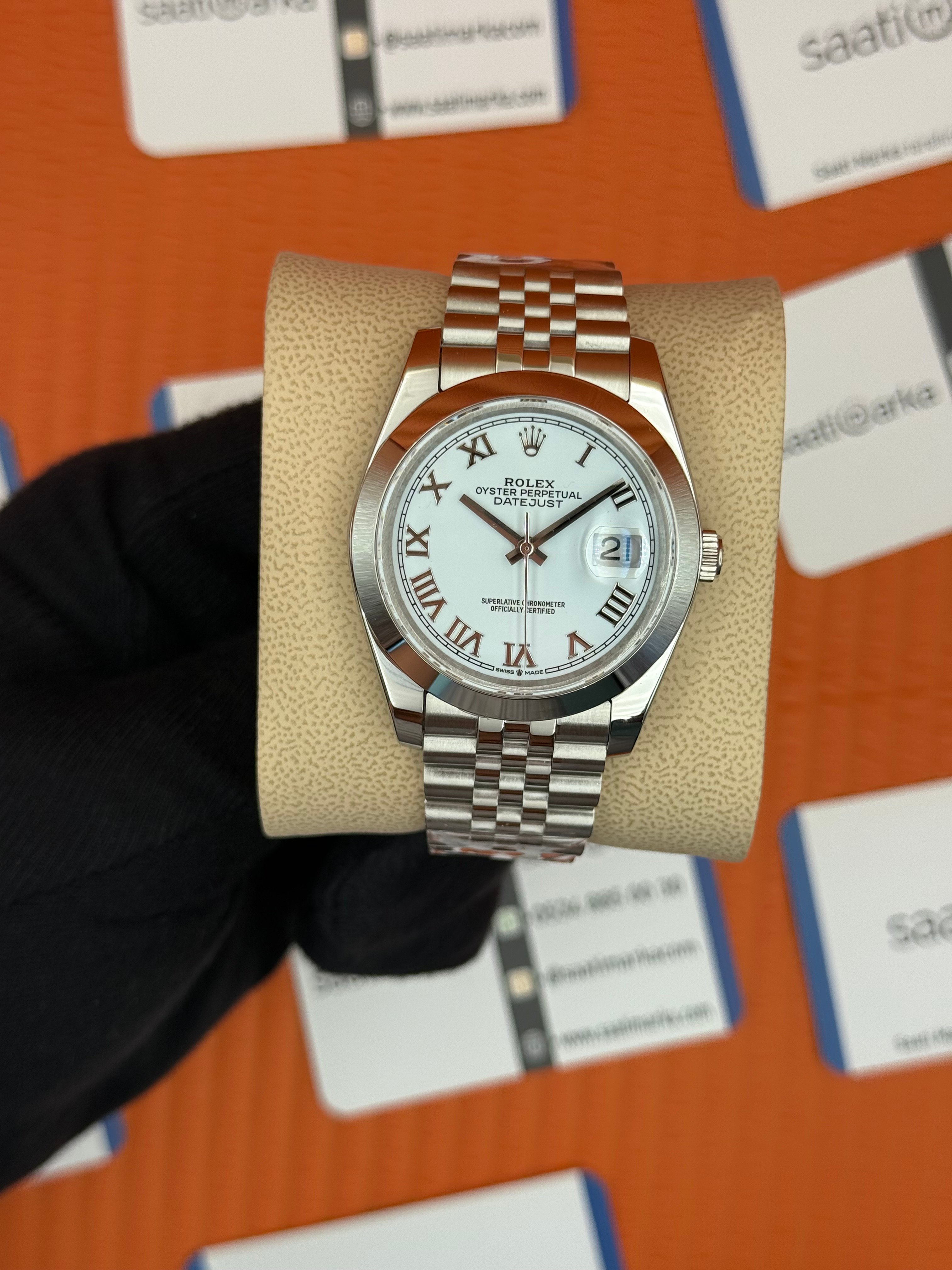 ROLEX Datejust roma rakamlı white dial silver jubilee kordon