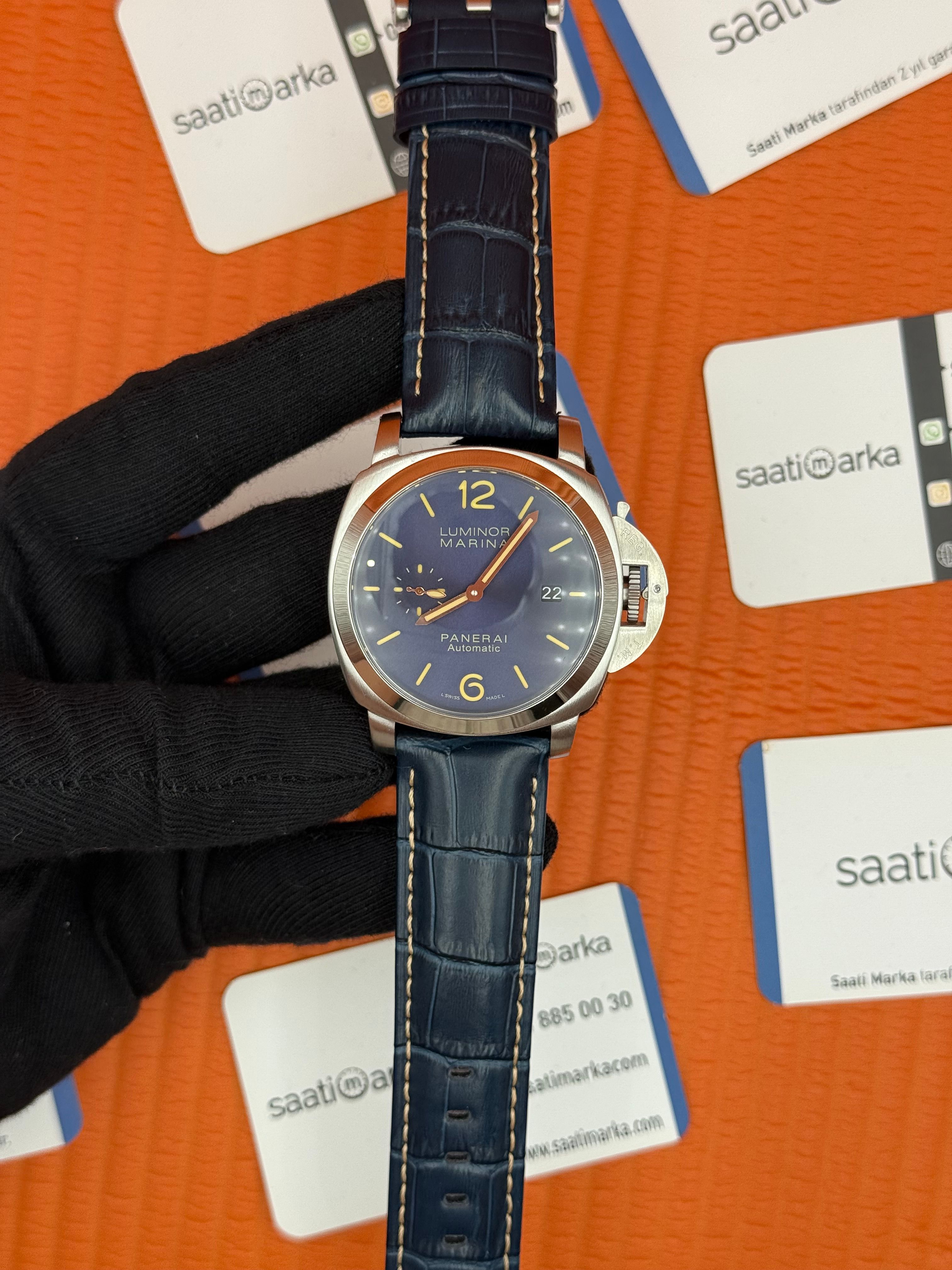 PANERAI marina silver kasa lacivert deri kordon lacivert kadran 