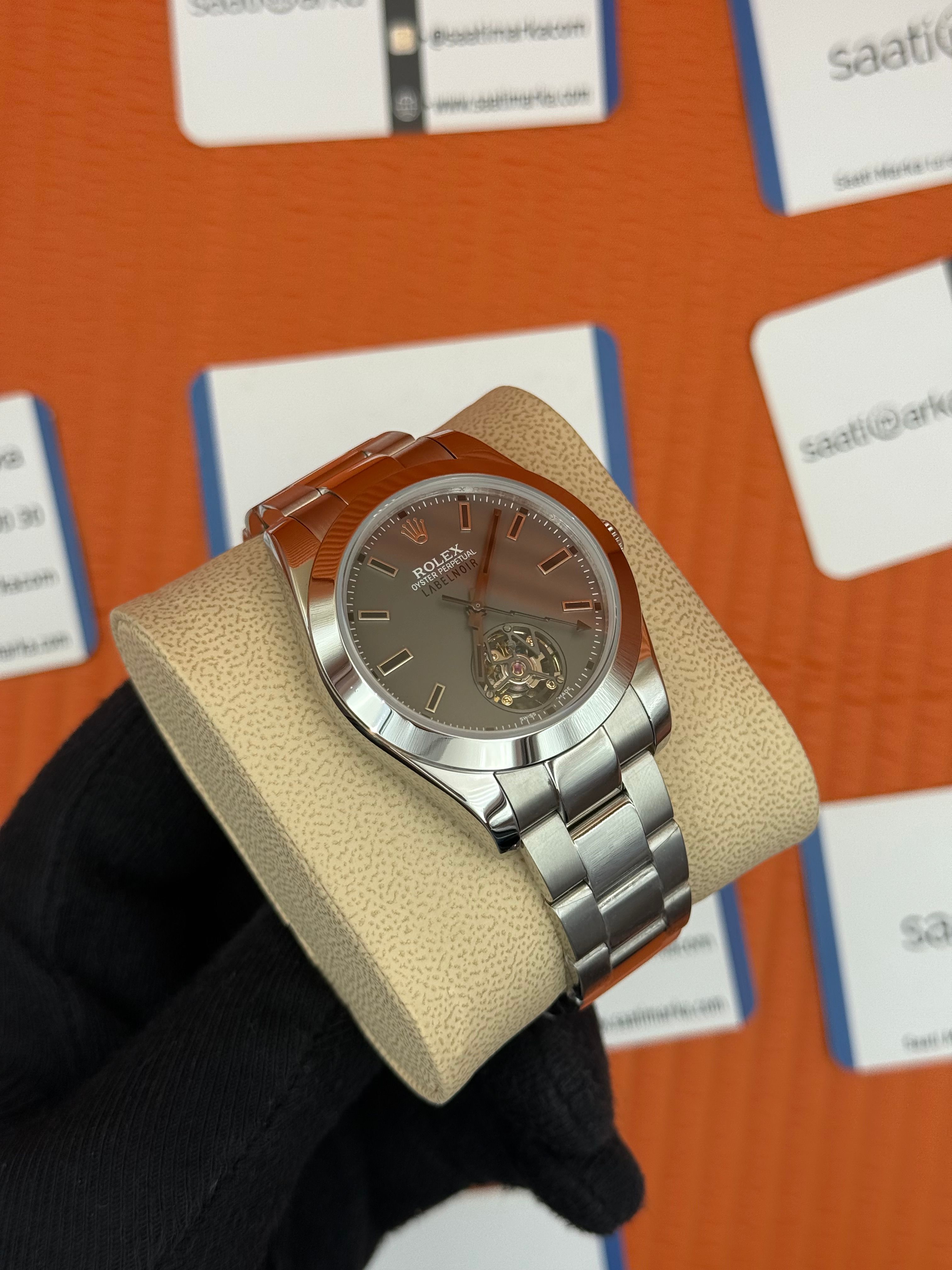 ROLEX Label Noir tourbillon silver kasa kordon