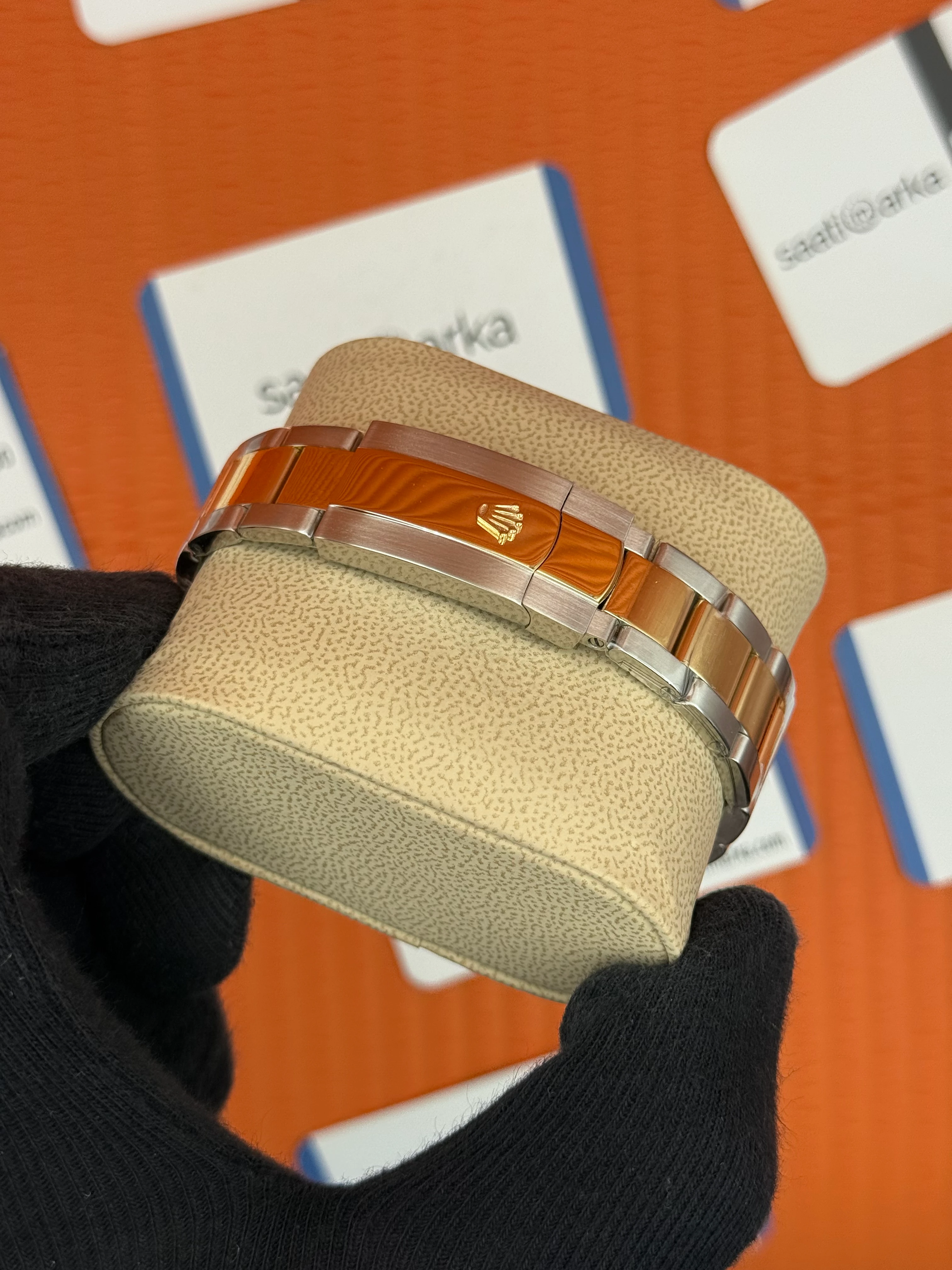 ROLEX Datejust green dial gold-silver oyster kordon