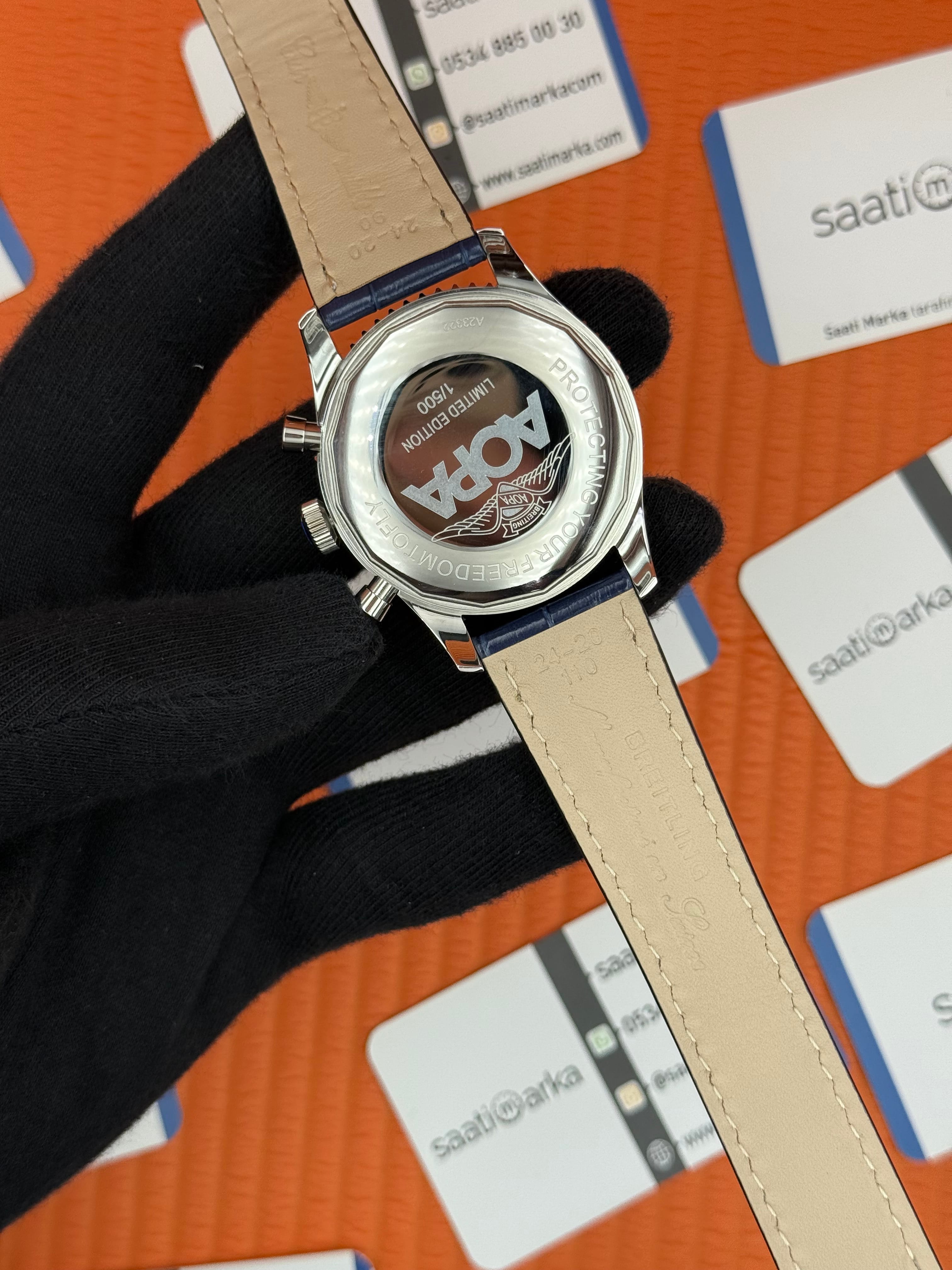 BREITLING Navitimer lacivert deri kordon lacivert kadran çelik kasa