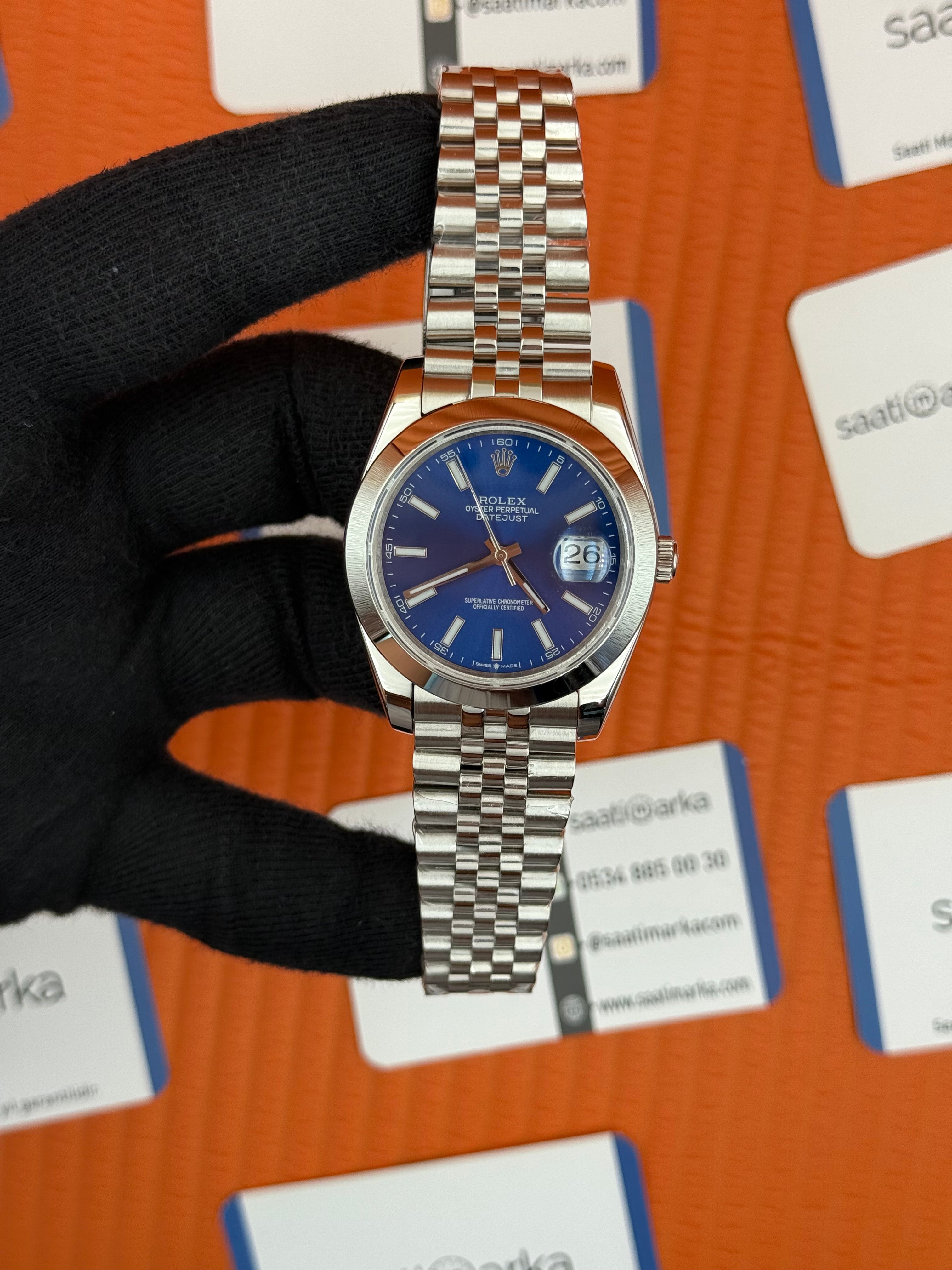 ROLEX Datejust blue dial silver jubilee kordon