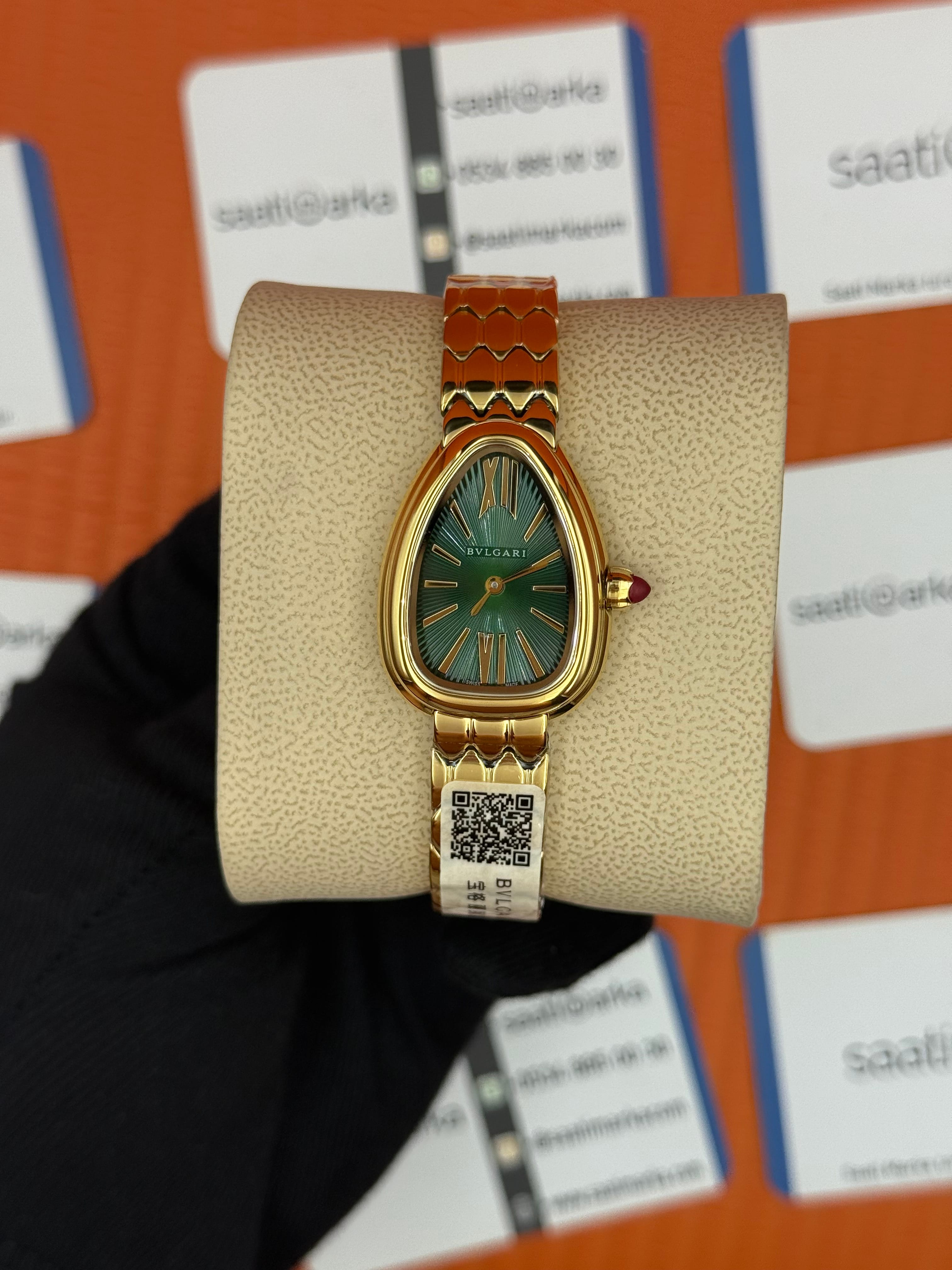 BVLGARİ serpenti seduttori yeşil kadran gold kasa kordon kadın kol saati