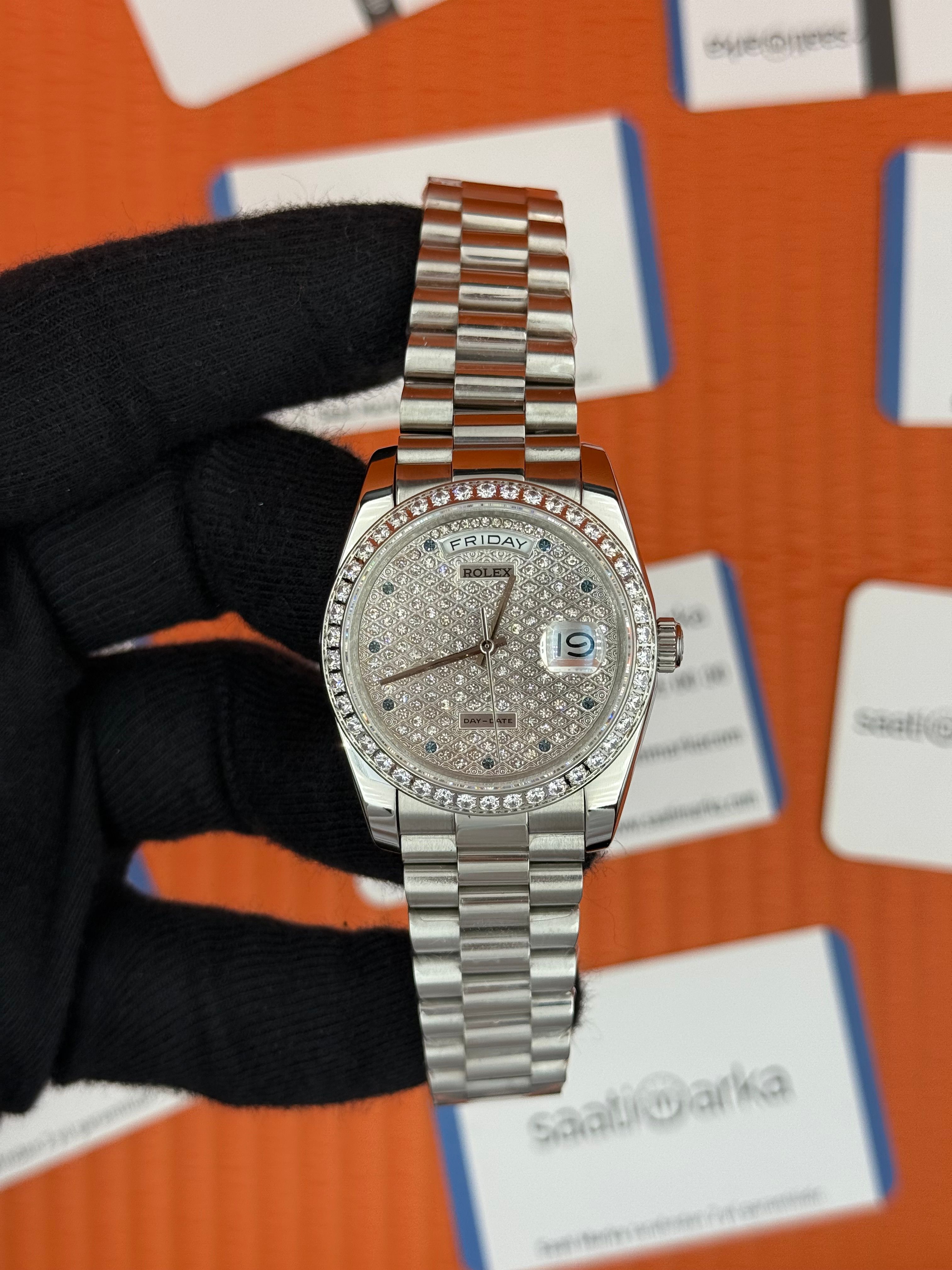 ROLEX day date 36mm taşlı kadran president kordon 