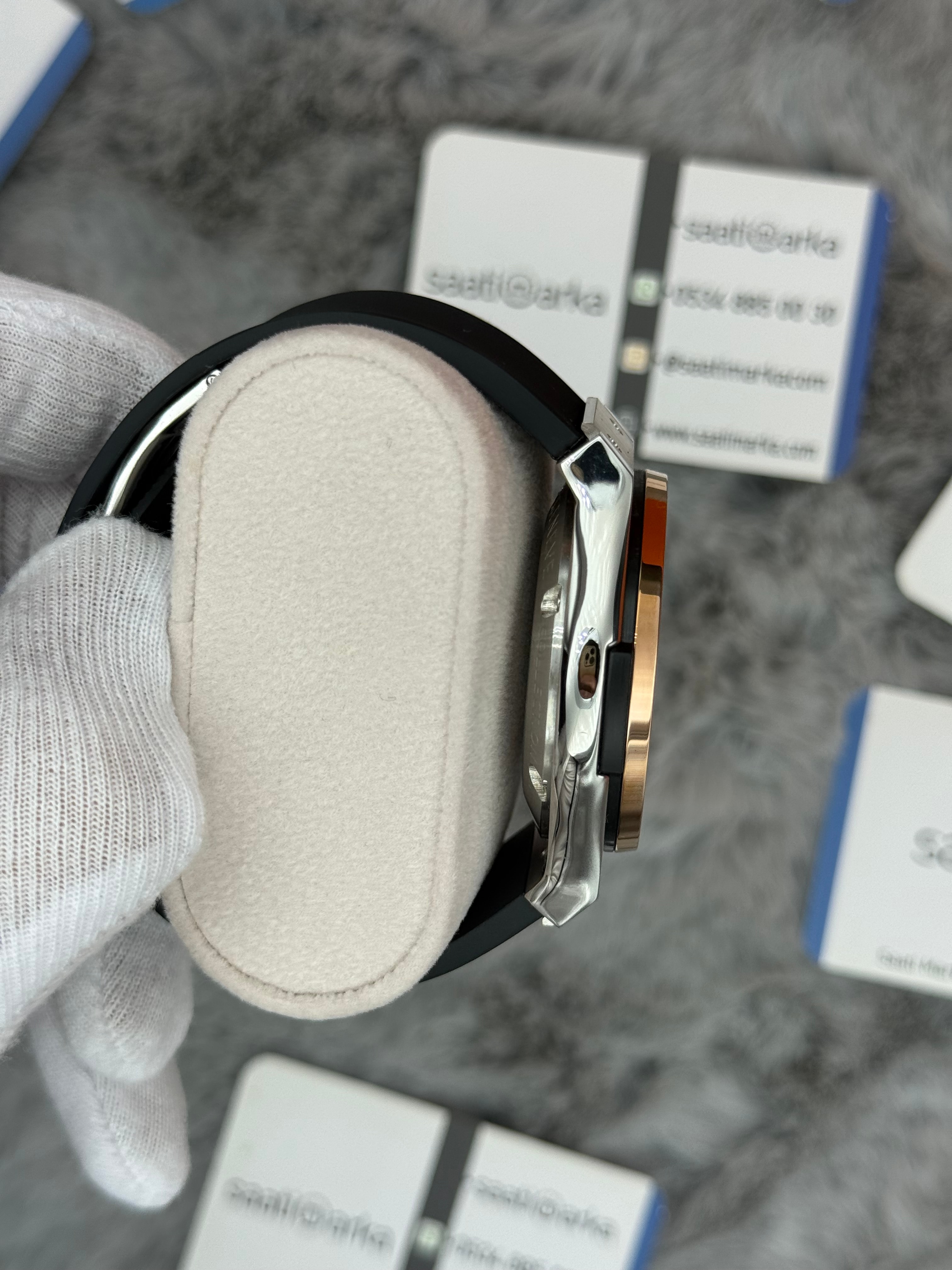 HUBLOT big bang tourbillon 41mm silver kasa siyah kauçuk kordon erkek kol saati