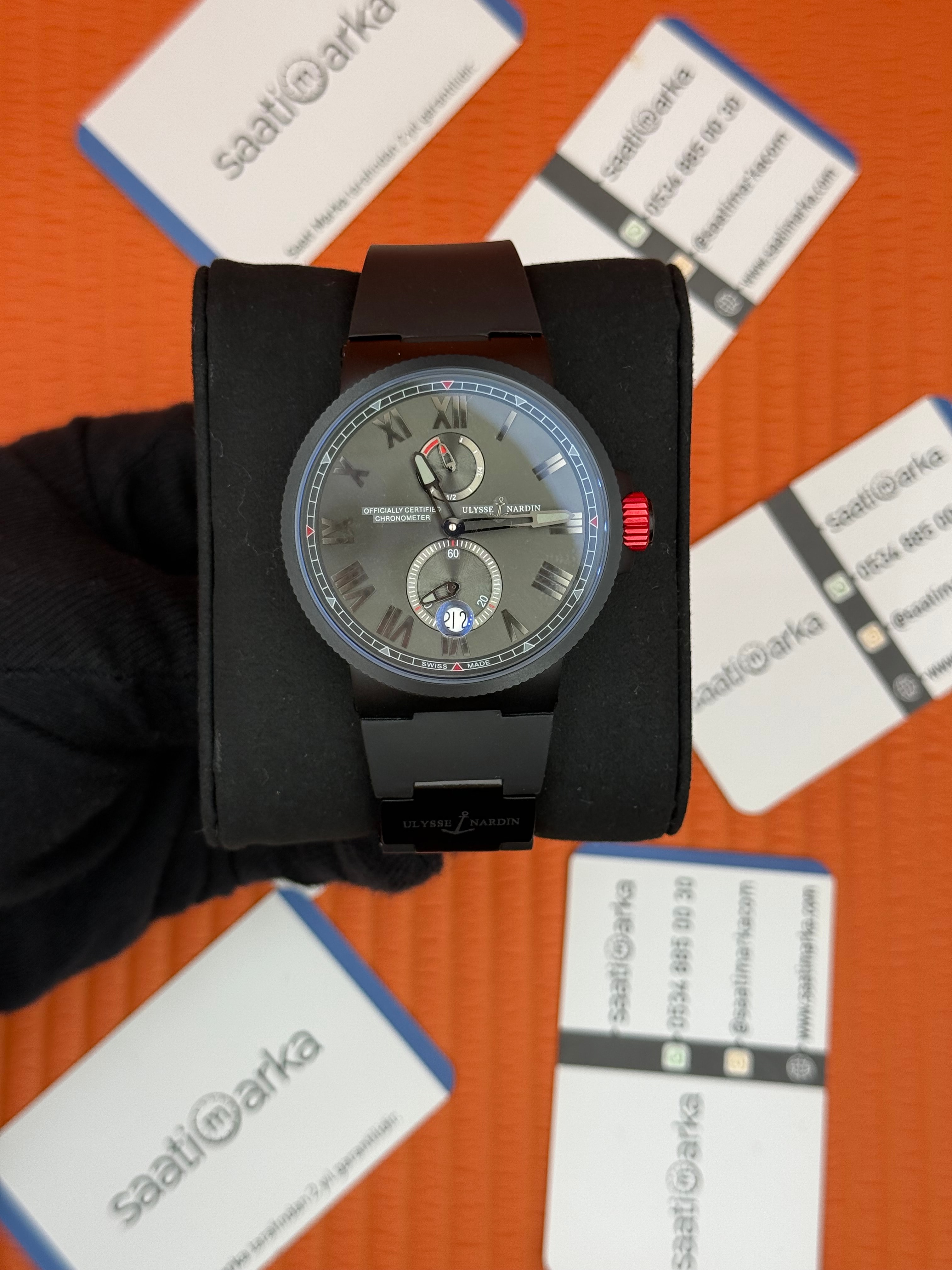ULYSSE NARDİN MARİNE CHRONOMETER FULL SİYAH KIRMIZI DETAYLI