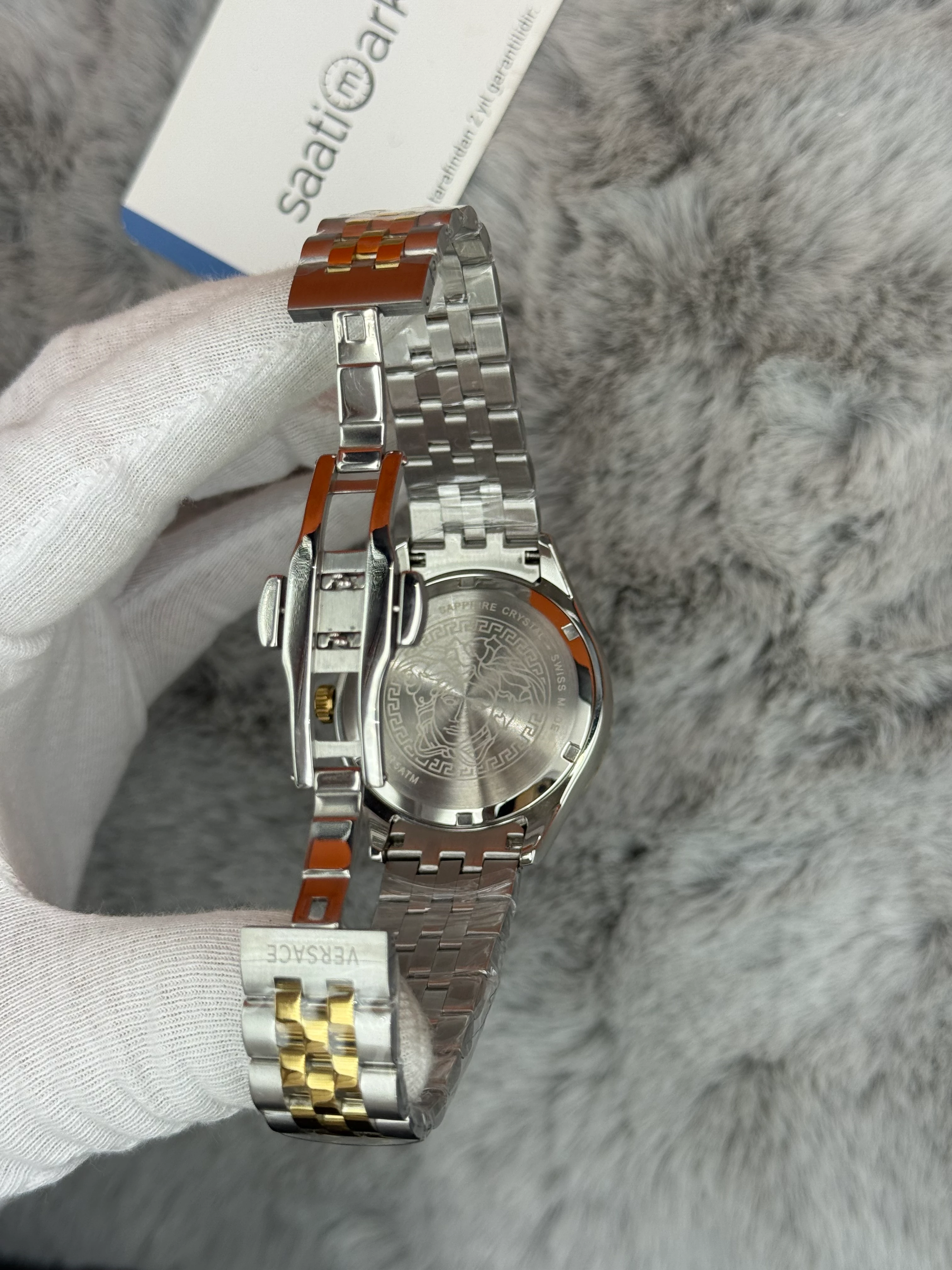 VERSACE 42MM BEYAZ KADRAN GOLD SİLVER KASA KORDON ERKEK KOL SAATİ