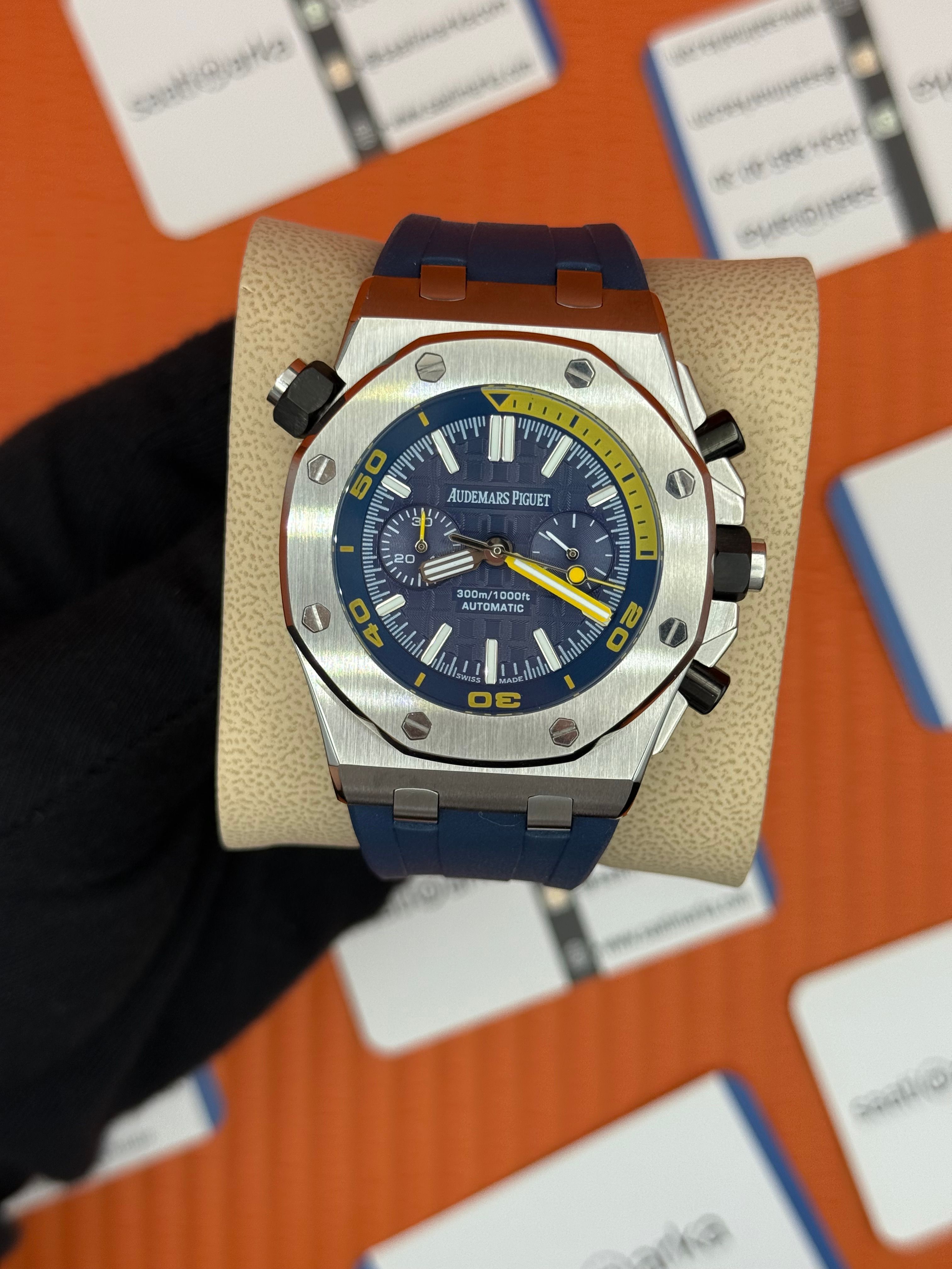 AUDEMARS PİGUET ROYAL OAK CHRONOGRAPH LACİVERT KADRAN LACİVERT KAUÇUK KORDON