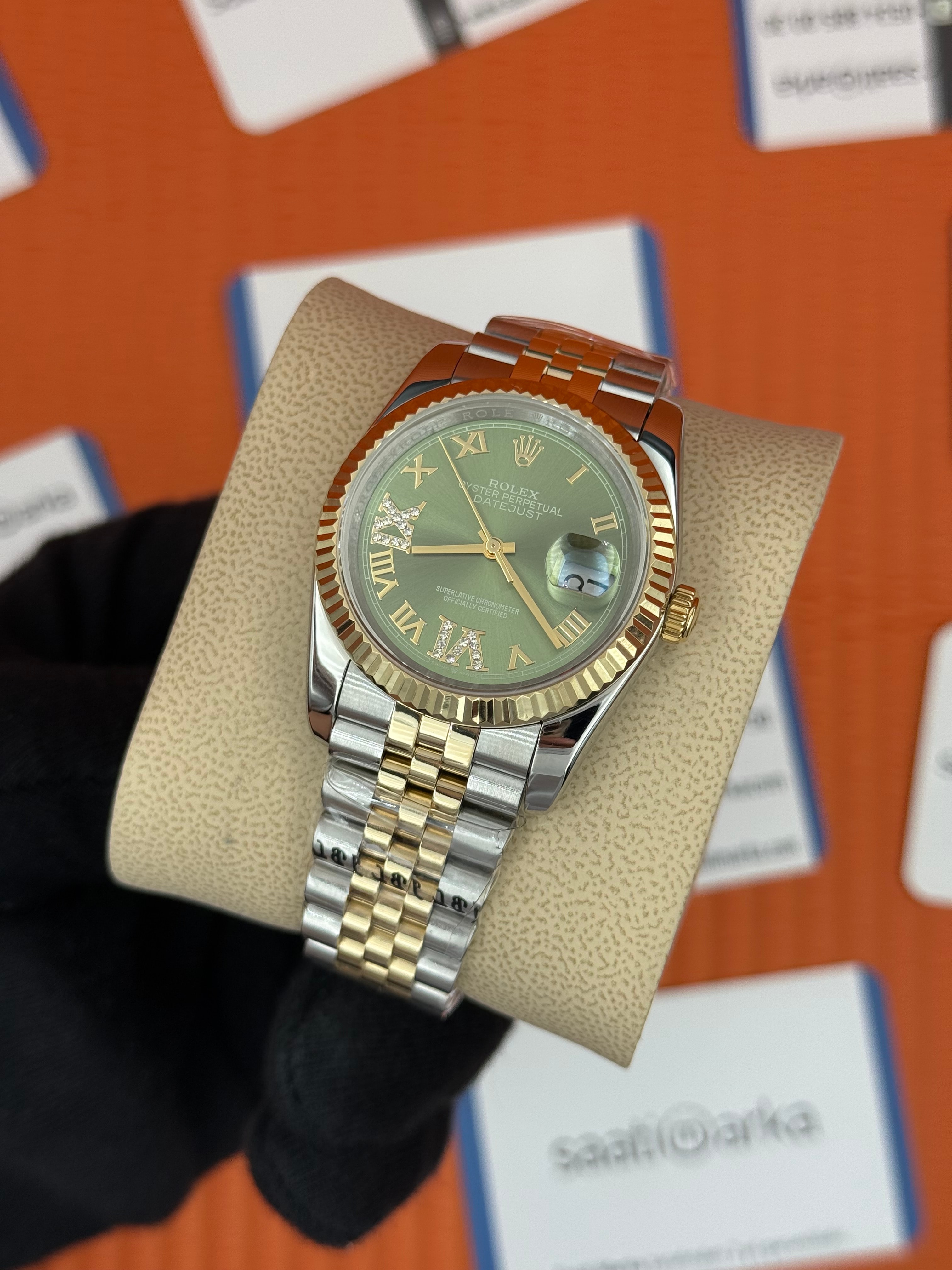 ROLEX datejust 36mm kadın kol saati yeşil kadran jubilee kordon