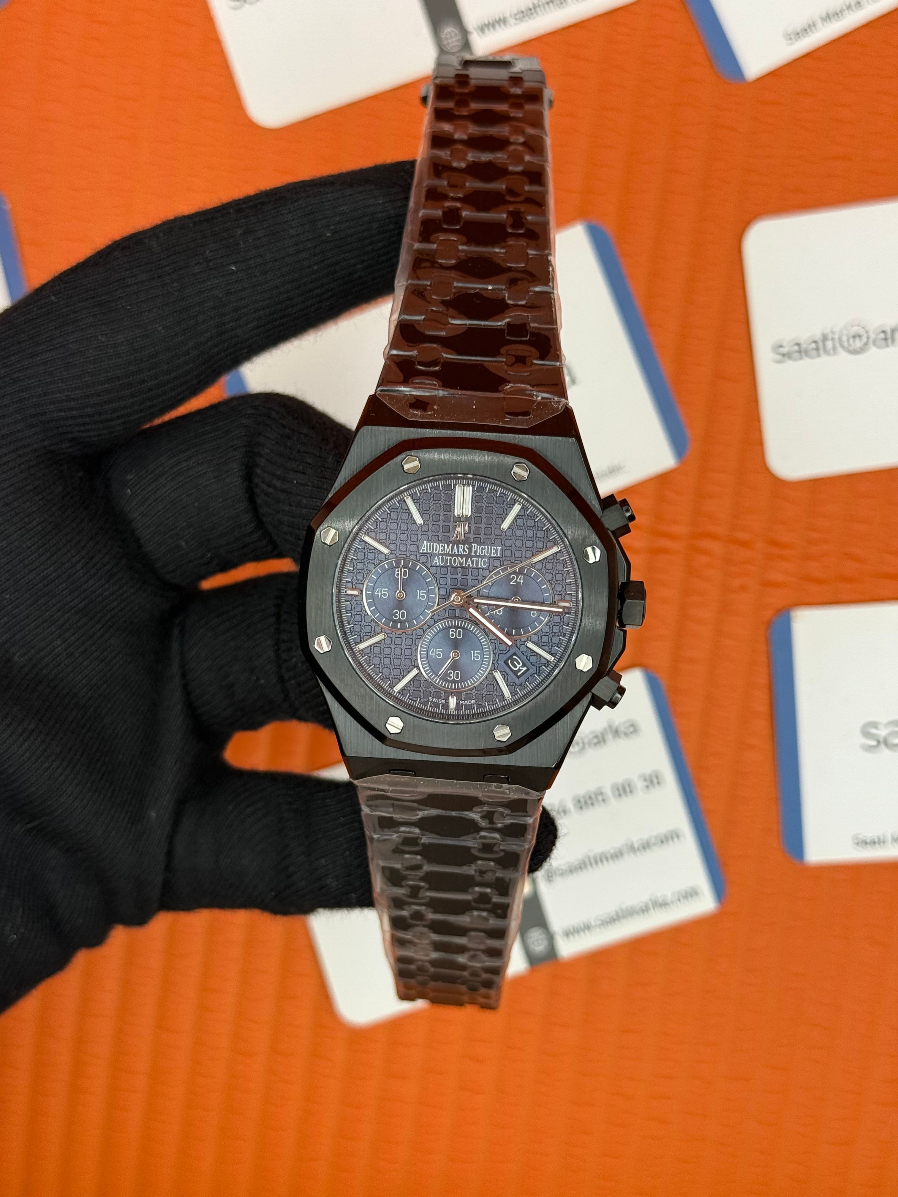 AUDEMARS PİGUET ROYAL OAK BLUE DİAL SİYAH KASA KORDON