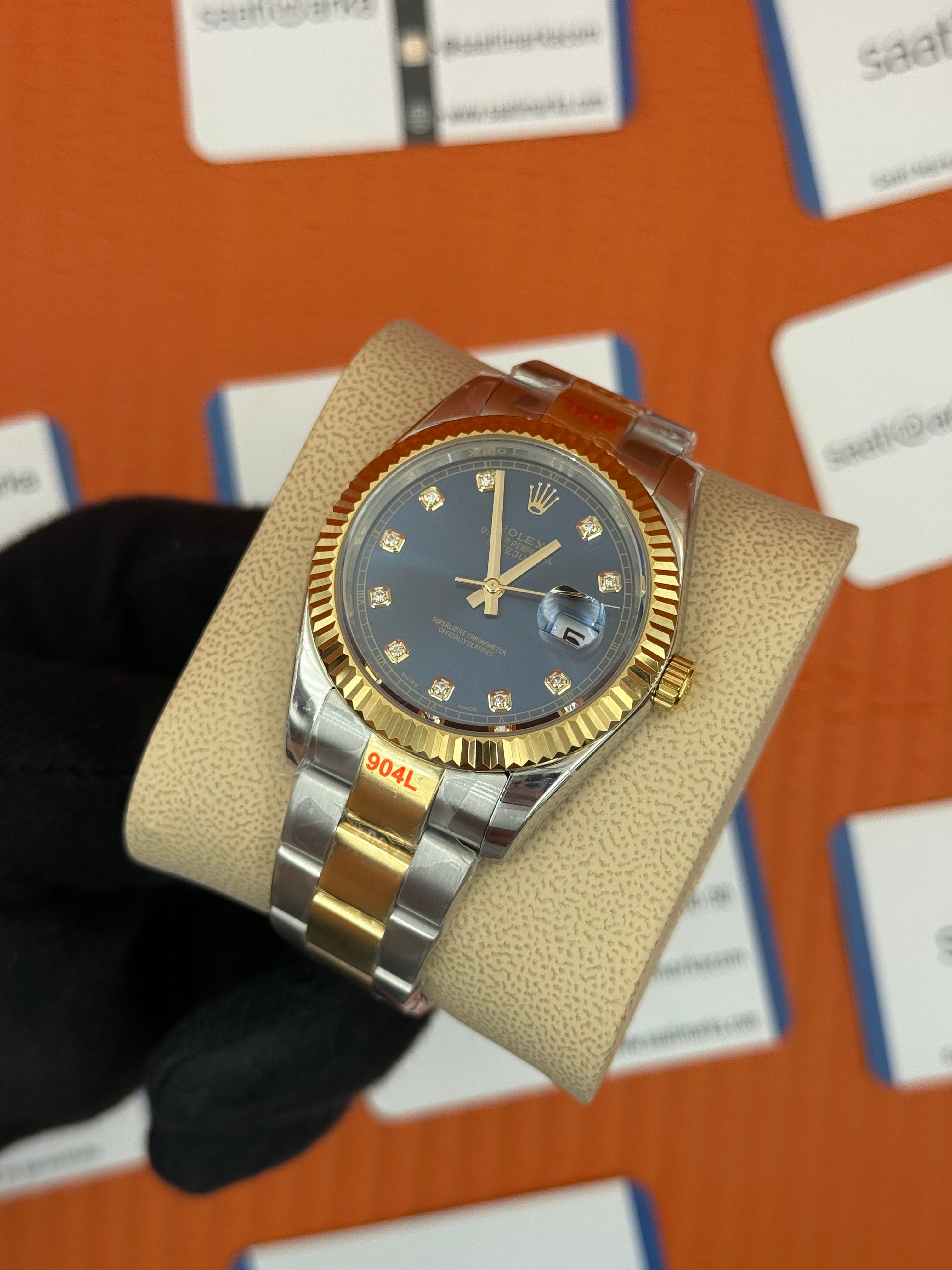 ROLEX Datejust vaget taşlı blue dial oyster gold-silver kordon