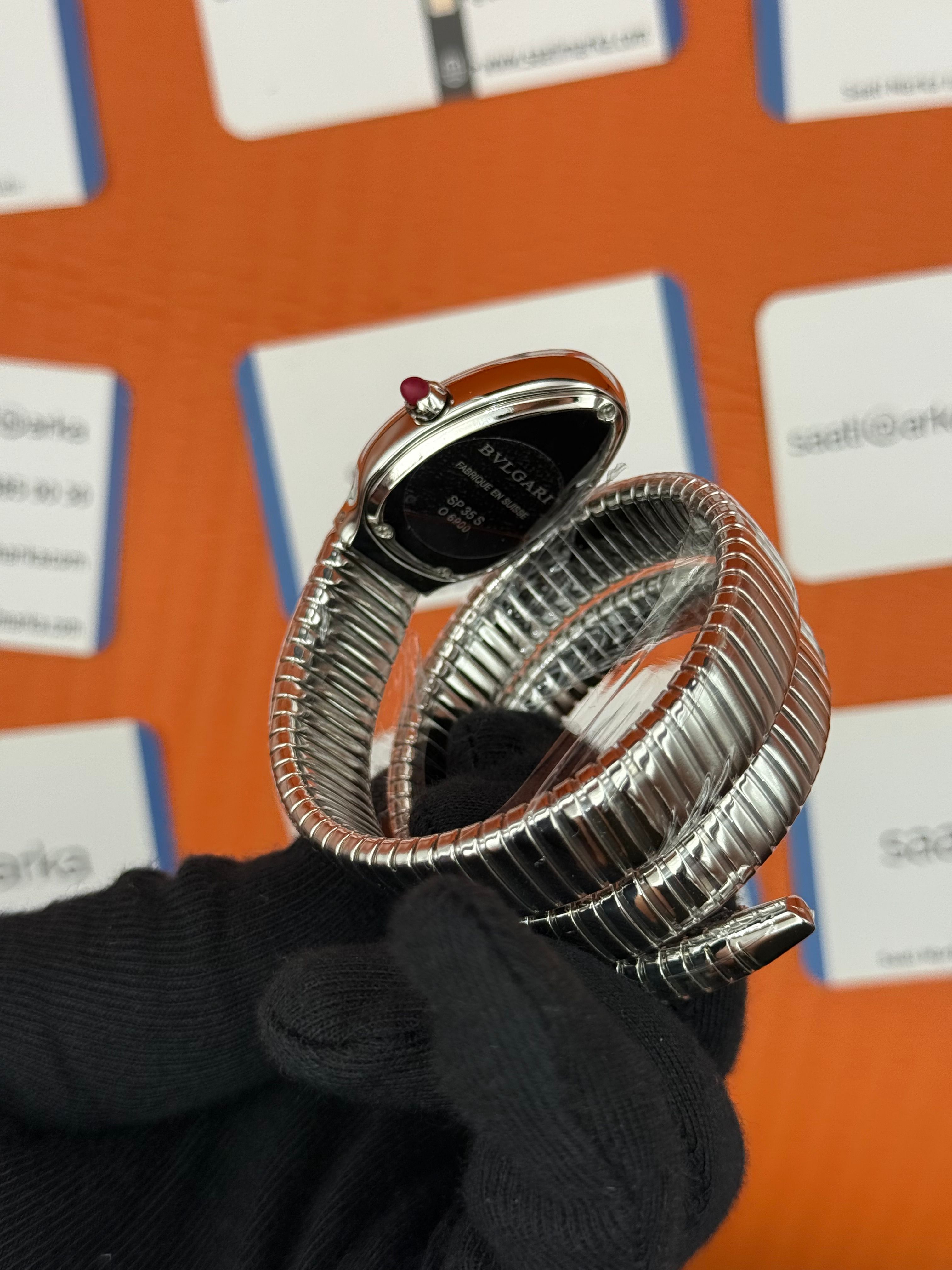 BVLGARİ serpenti çift sarma silver kordon siyah kadran kadın kol saati