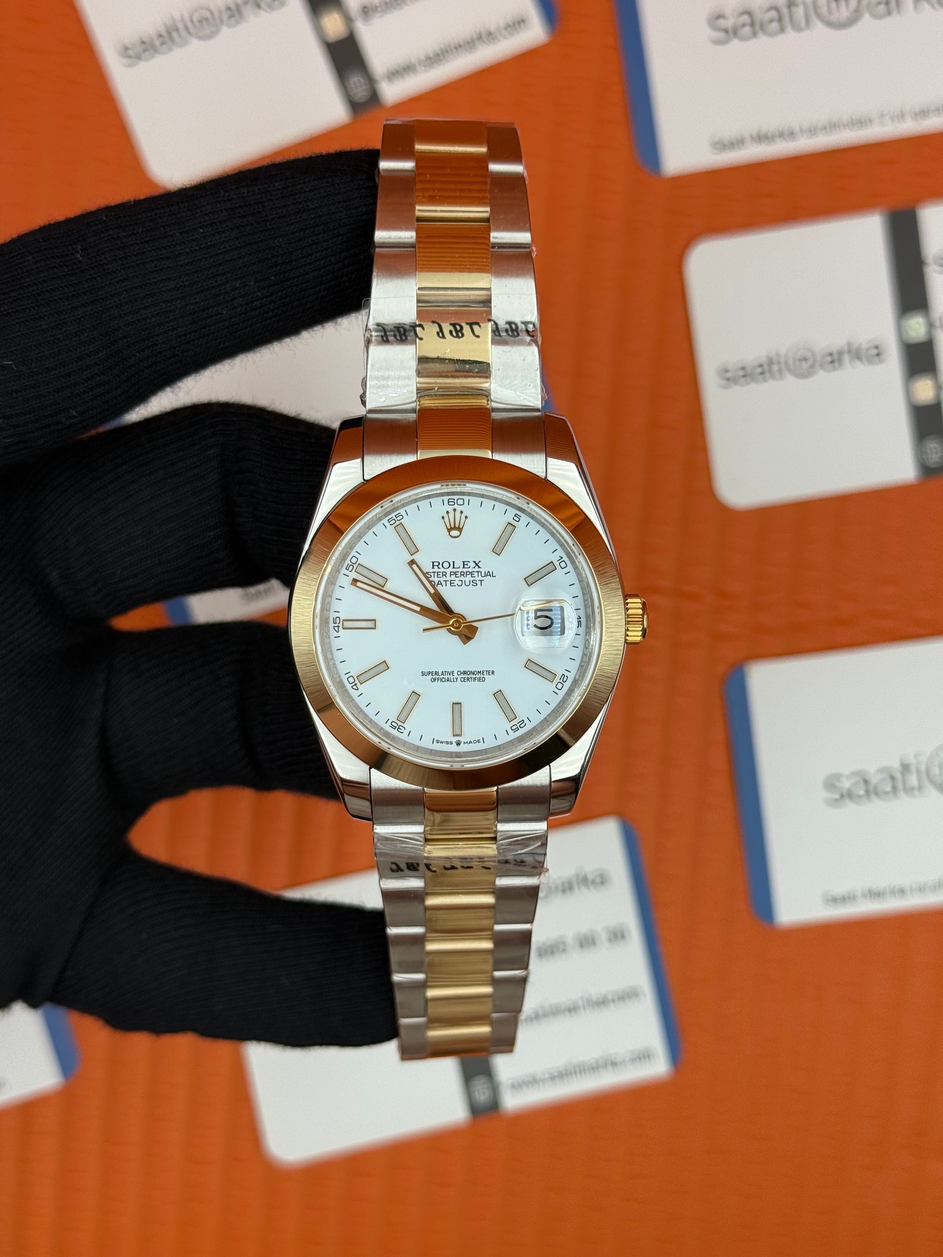 ROLEX Datejust white dial gold silver kasa-kordon oyster